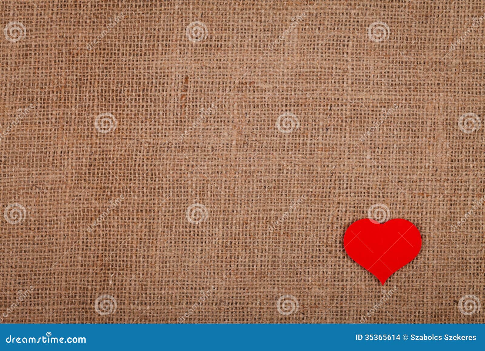Red heart on burlap stock photo. Image of love, heart 35365614