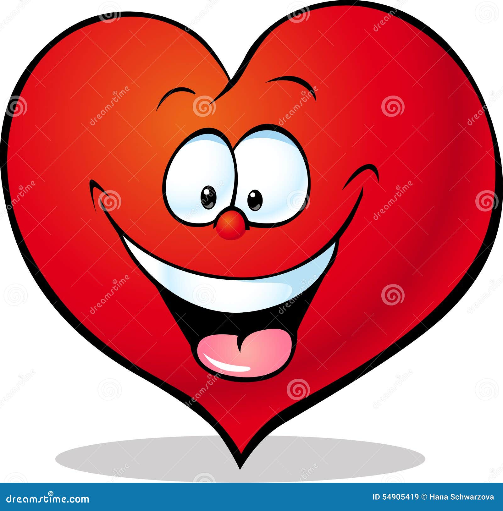 Red Heart Cartoon Isolated on White Stock Vector Illustration of