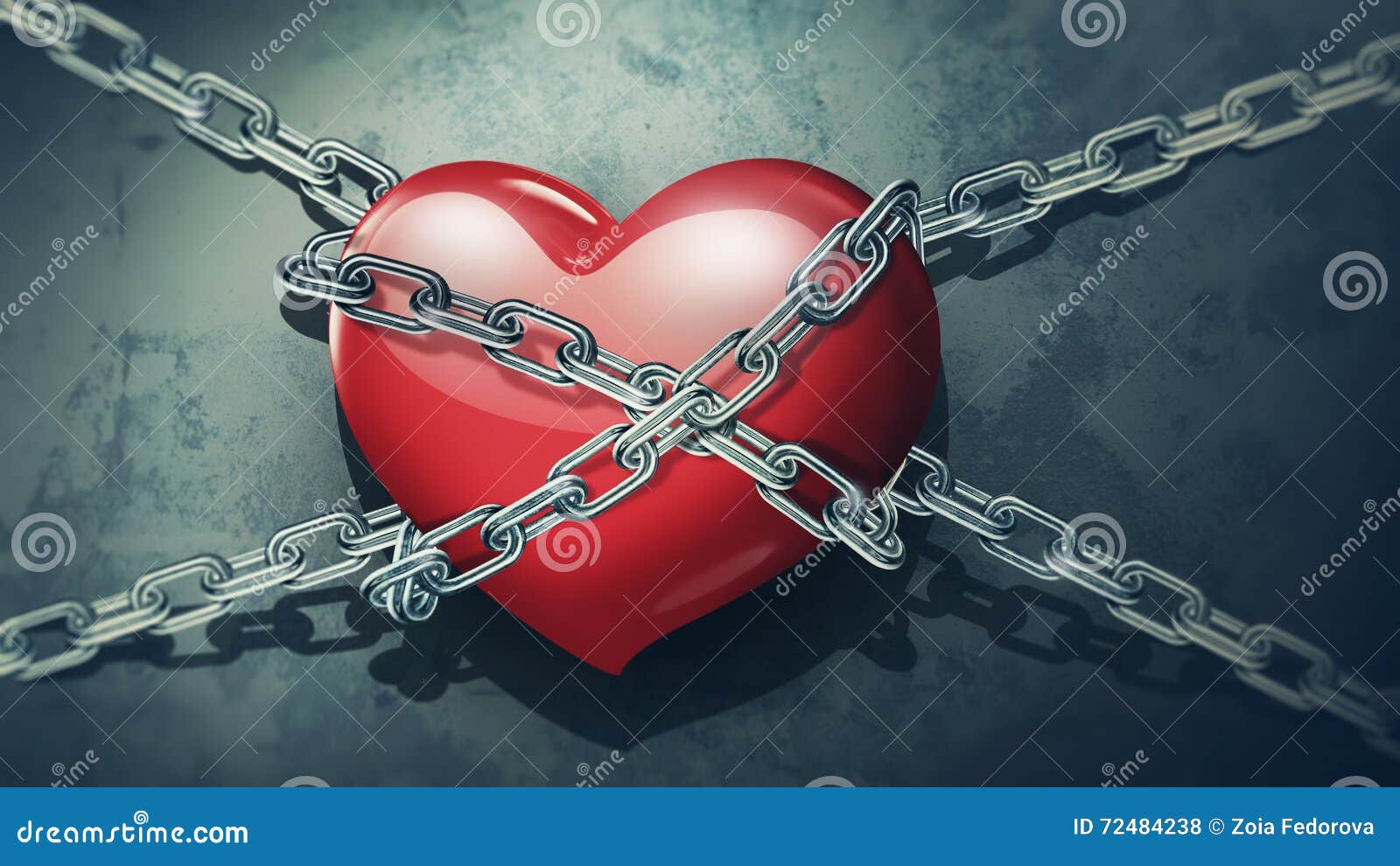 Red heart in chains stock illustration. Illustration of background