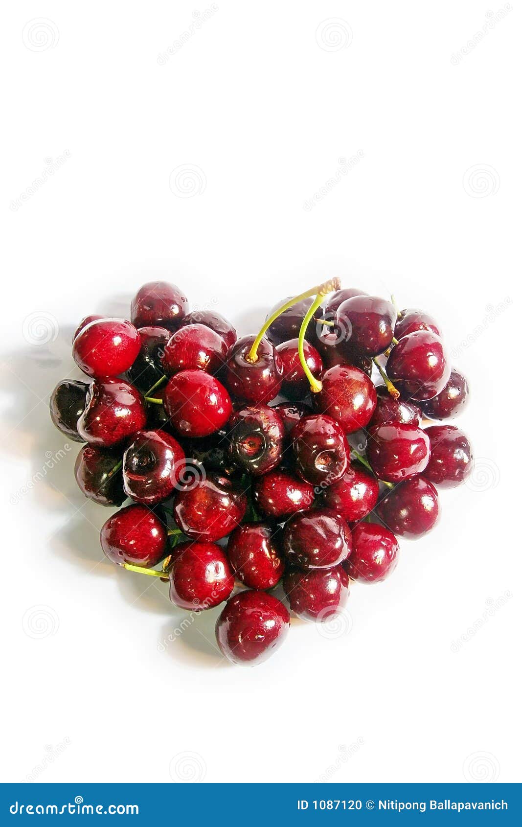 Red Heart Cherry In White Background