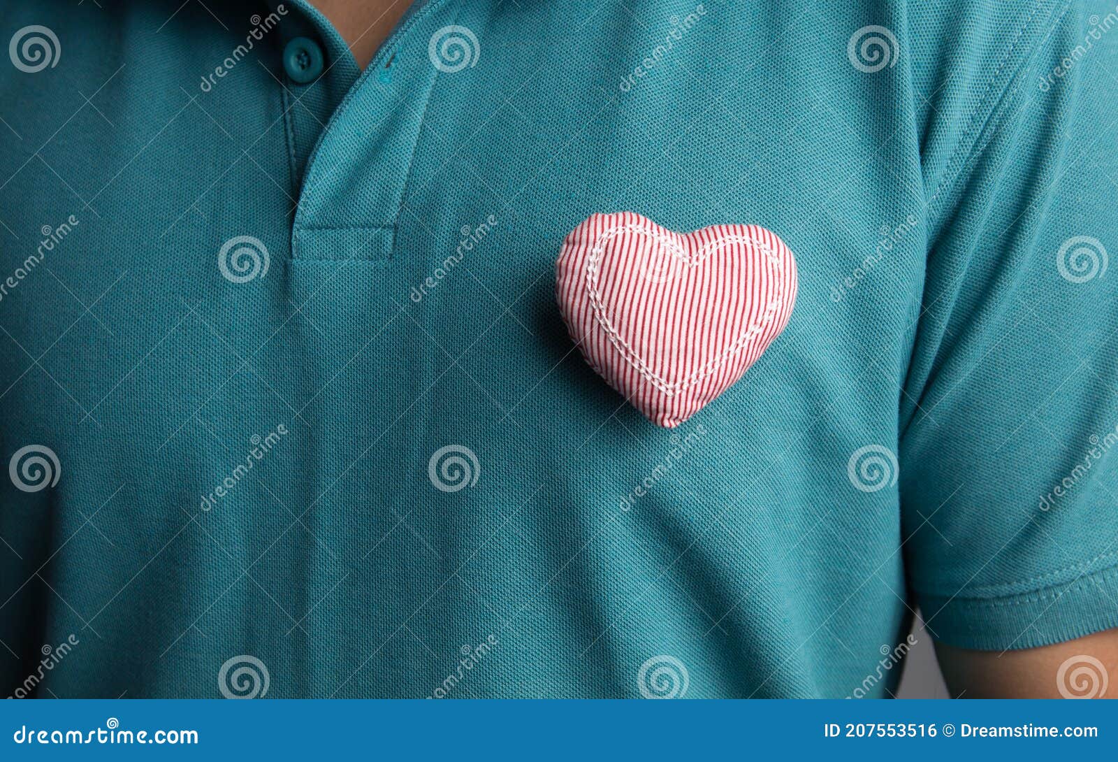 Red Heart Cloth in His Chest. Stock Photo Image of cardiac, care 207553516