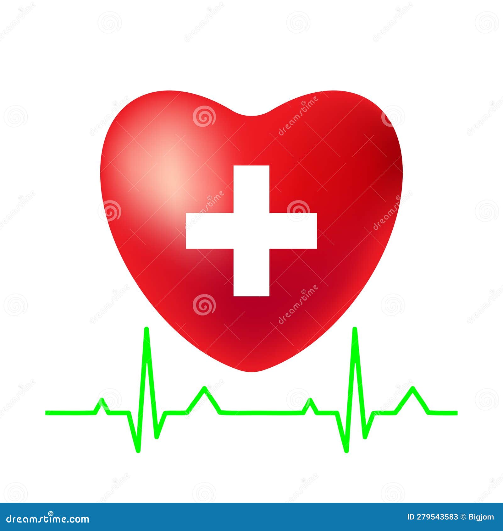 Red Heart with Cross, Pulse Oscillation Circuit. Cardiology Stock