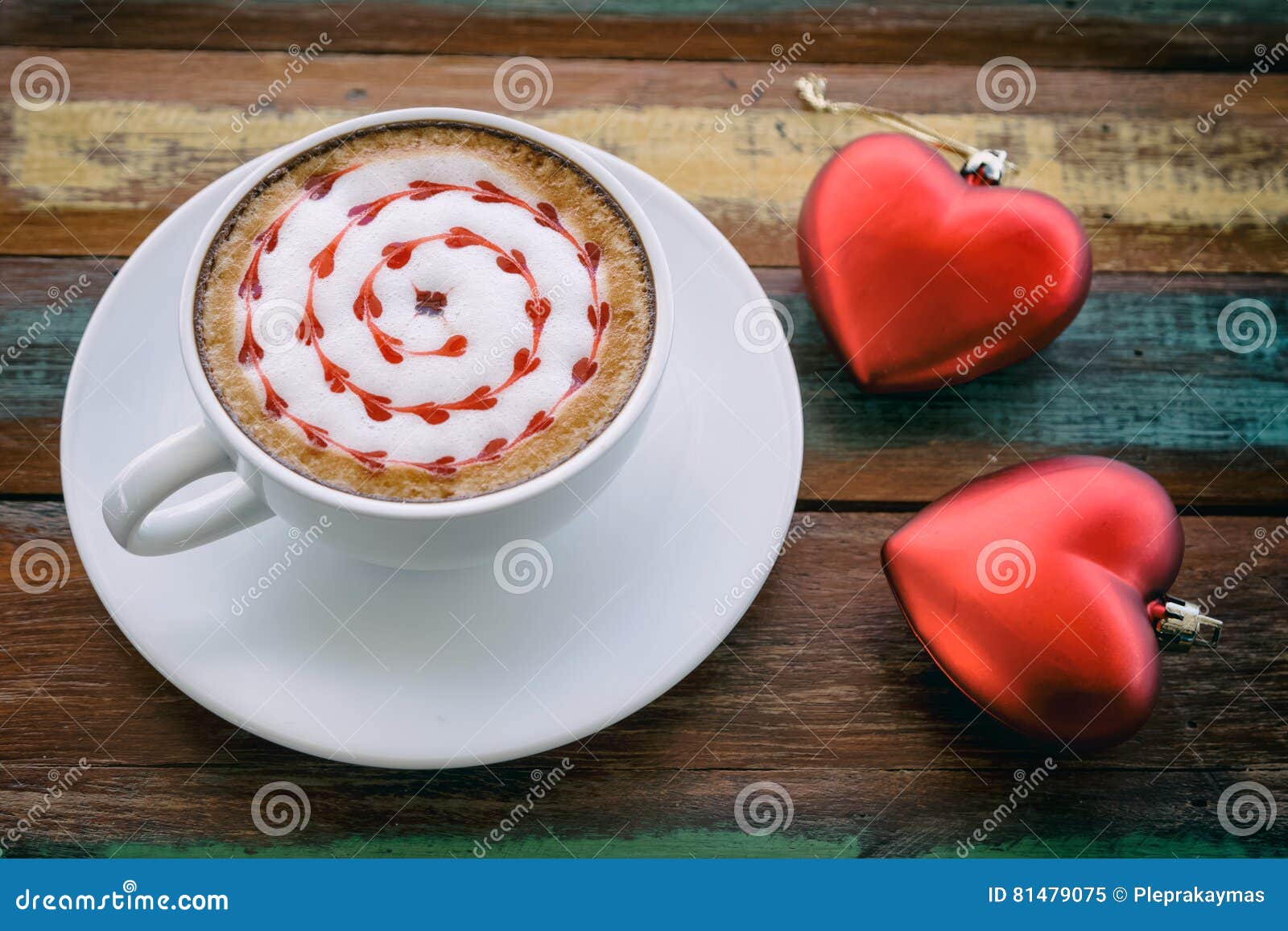 Red Heart Drawing on Latte Art Coffee Stock Image Image of caffeine