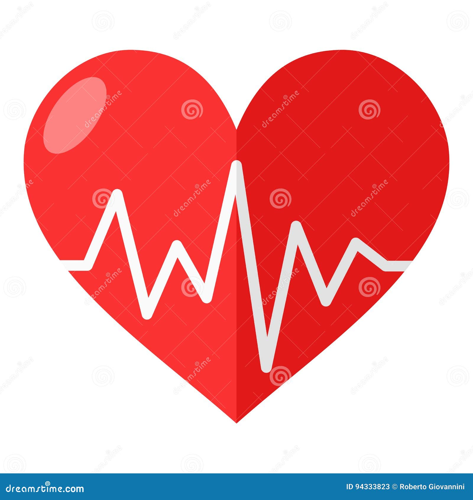red heart with electrocardiogram flat icon