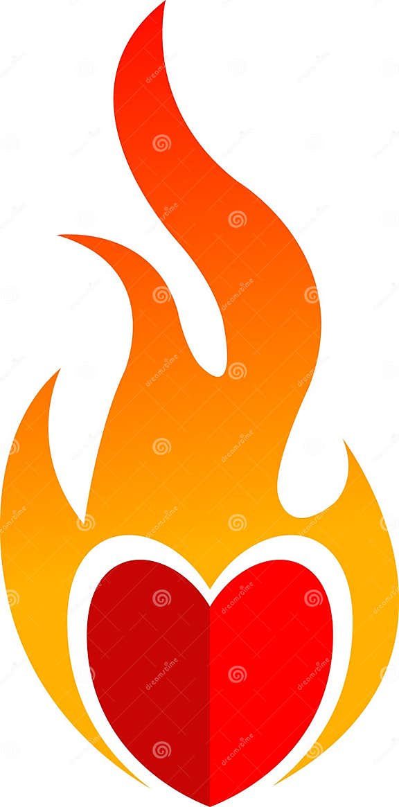 Red heart on fire stock illustration. Illustration of flame 25517845