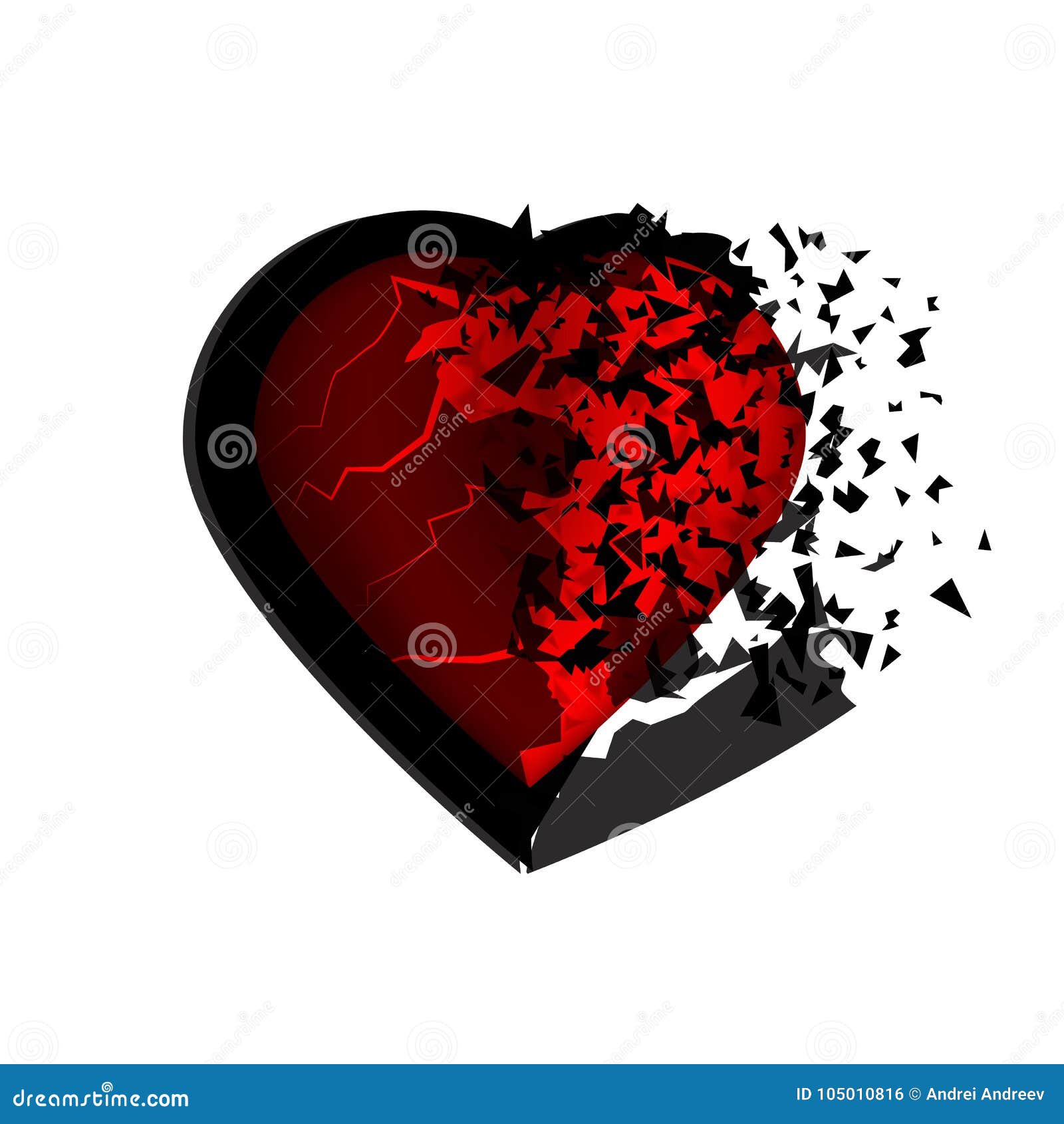 With a Red Heart Flies Black Scales on a White Background. Stock Vector ...