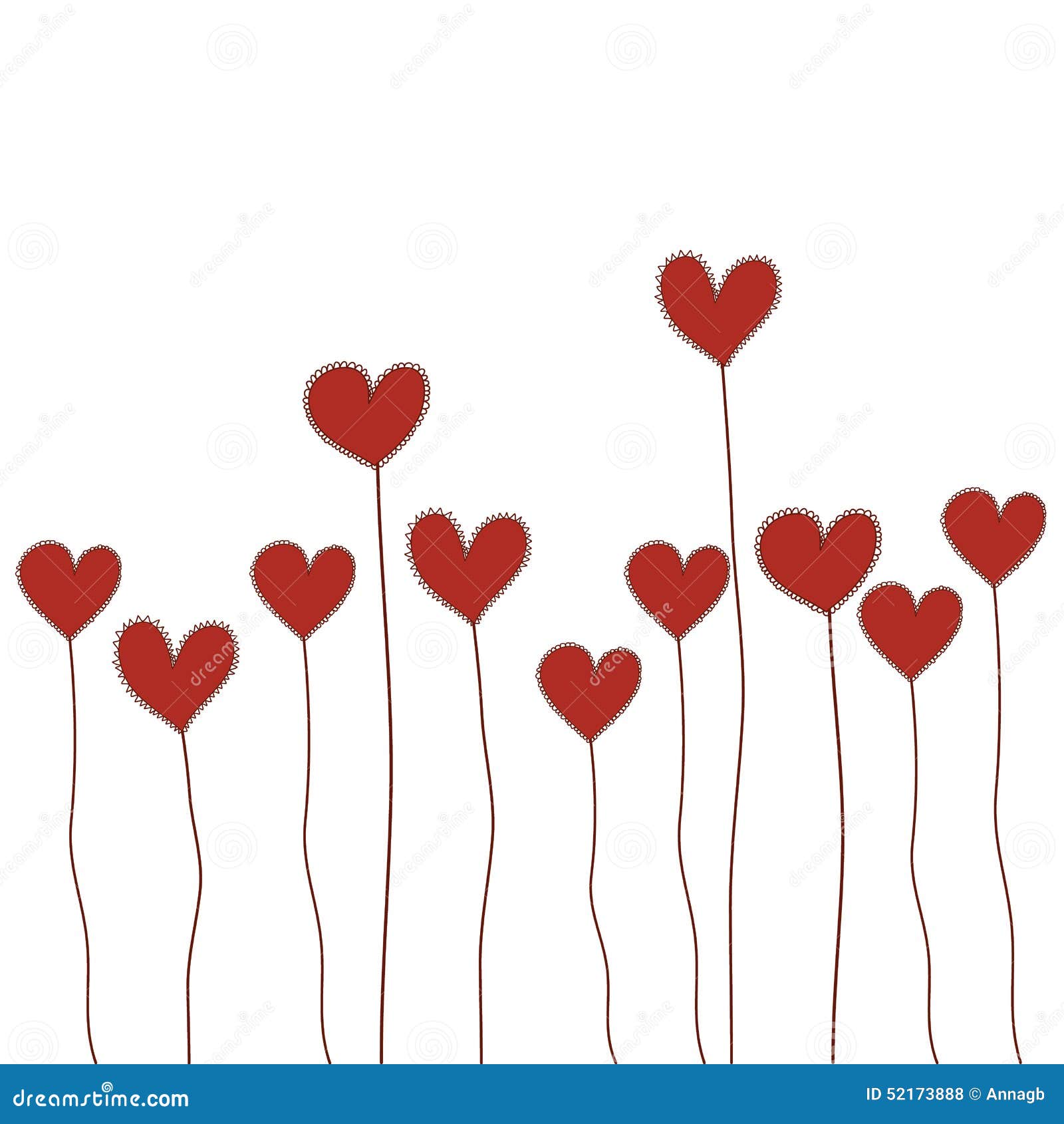 Red Heart Flowers Doodle Hand Drawn Isolated Vector For Valentin Stock ...