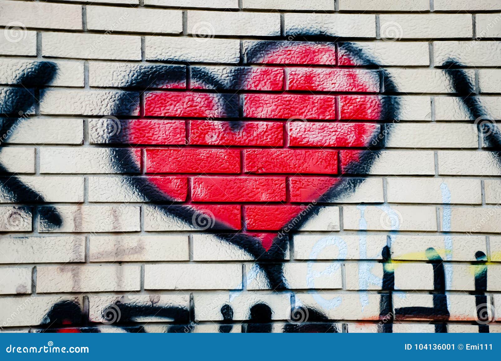 Red Heart Graffiti On Brick Wall Editorial Photo