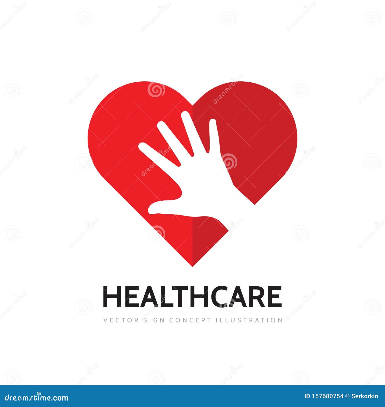 Red Heart and Human Hand Concept Business Logo Design. Love Creative ...