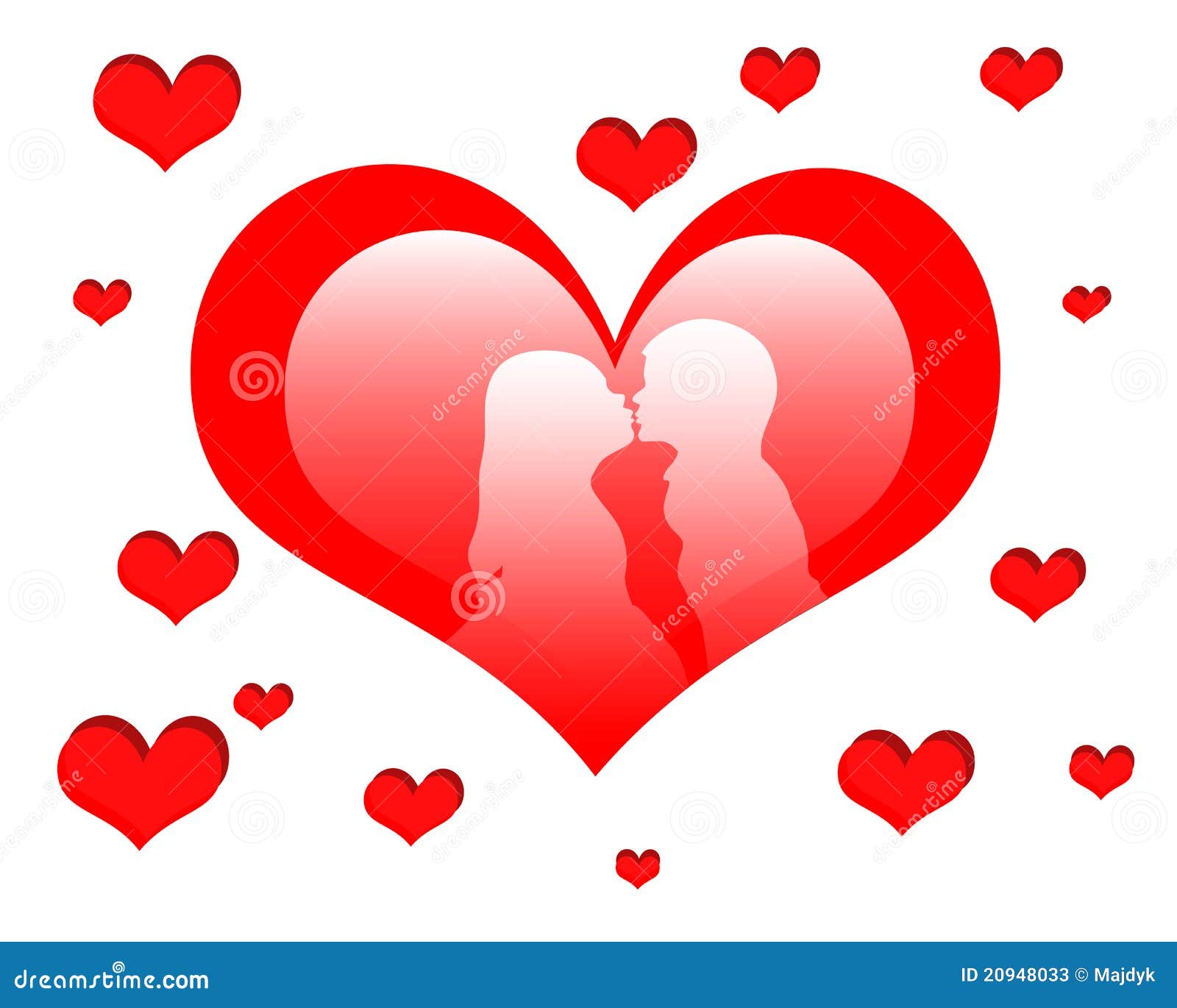 Red heart with kissing stock vector. Illustration of valentine 20948033