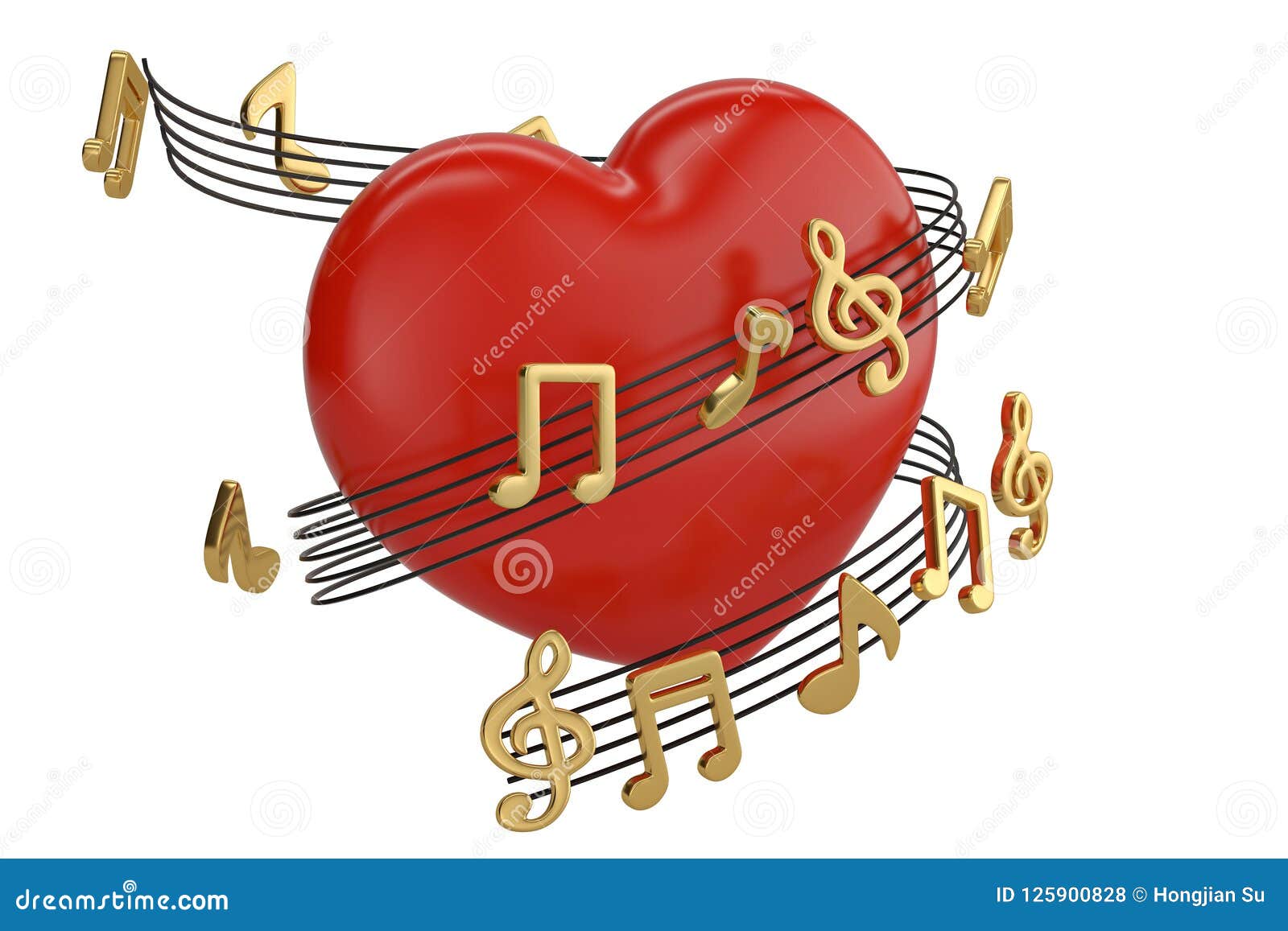 Red Heart And Music Notes 3d Illustration Stock Illustration Illustration Of Artistic Melody