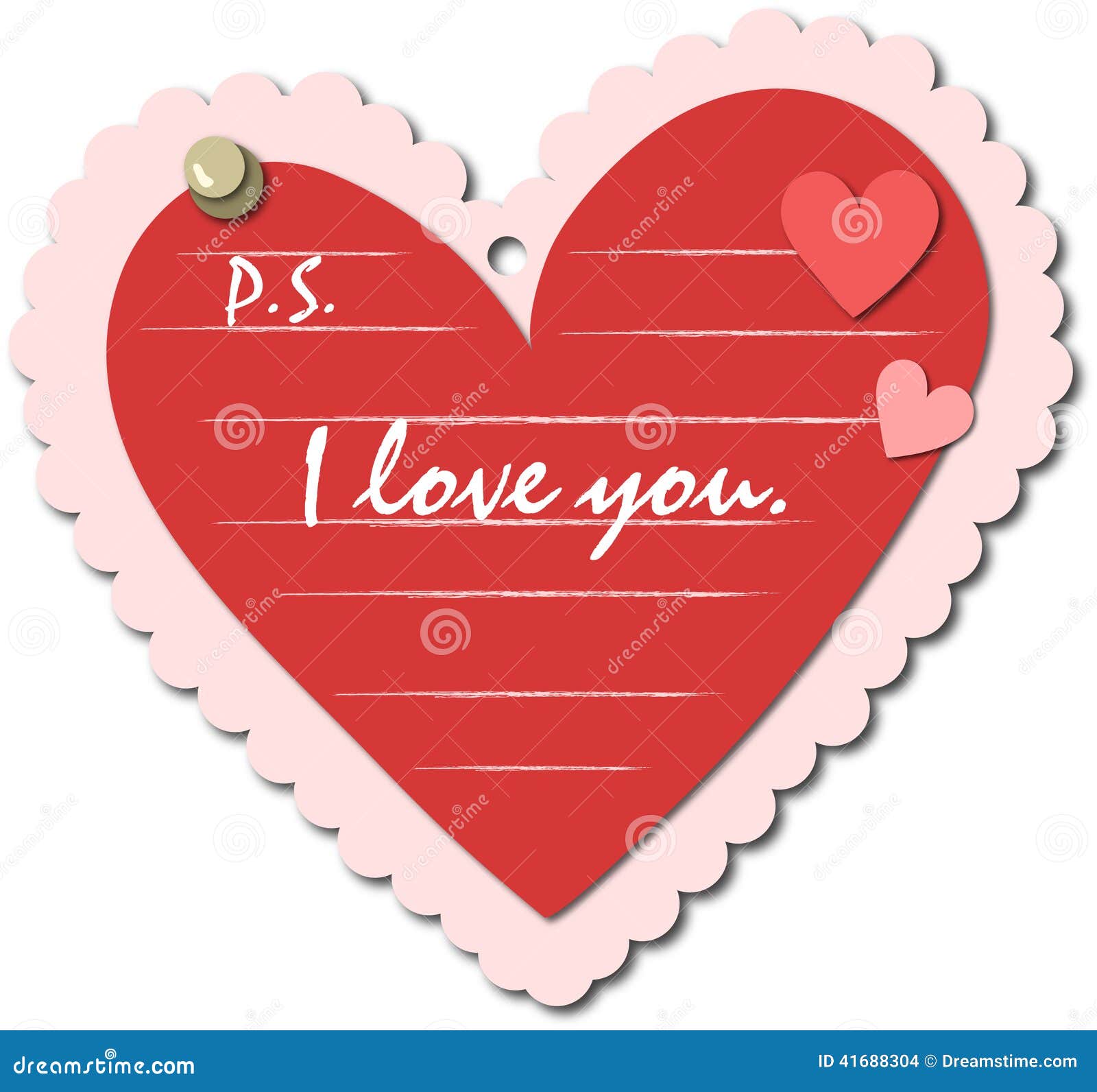 Red Heart Note stock illustration. Illustration of loveyou - 41688304