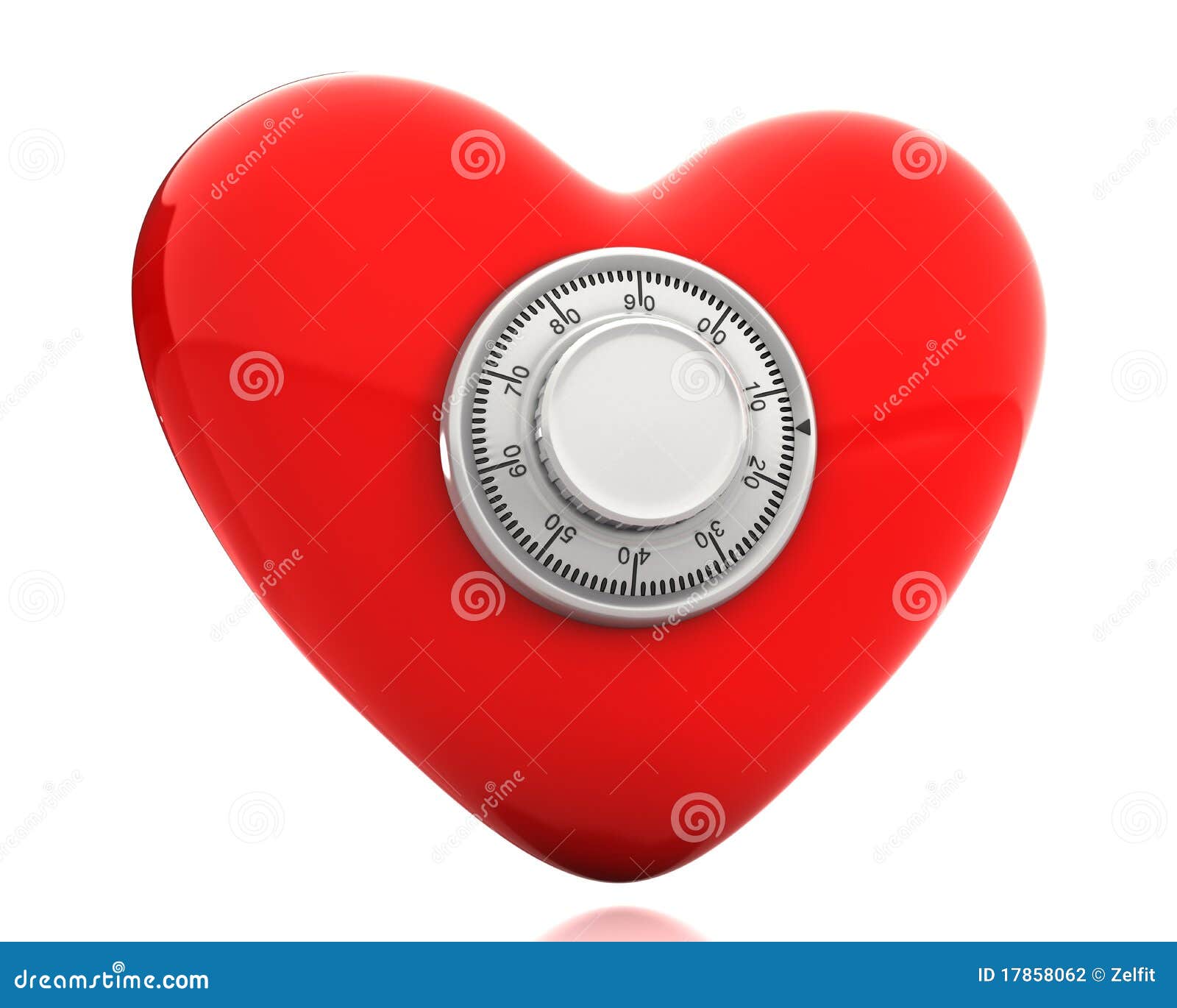 red heart with a numeric safe lock