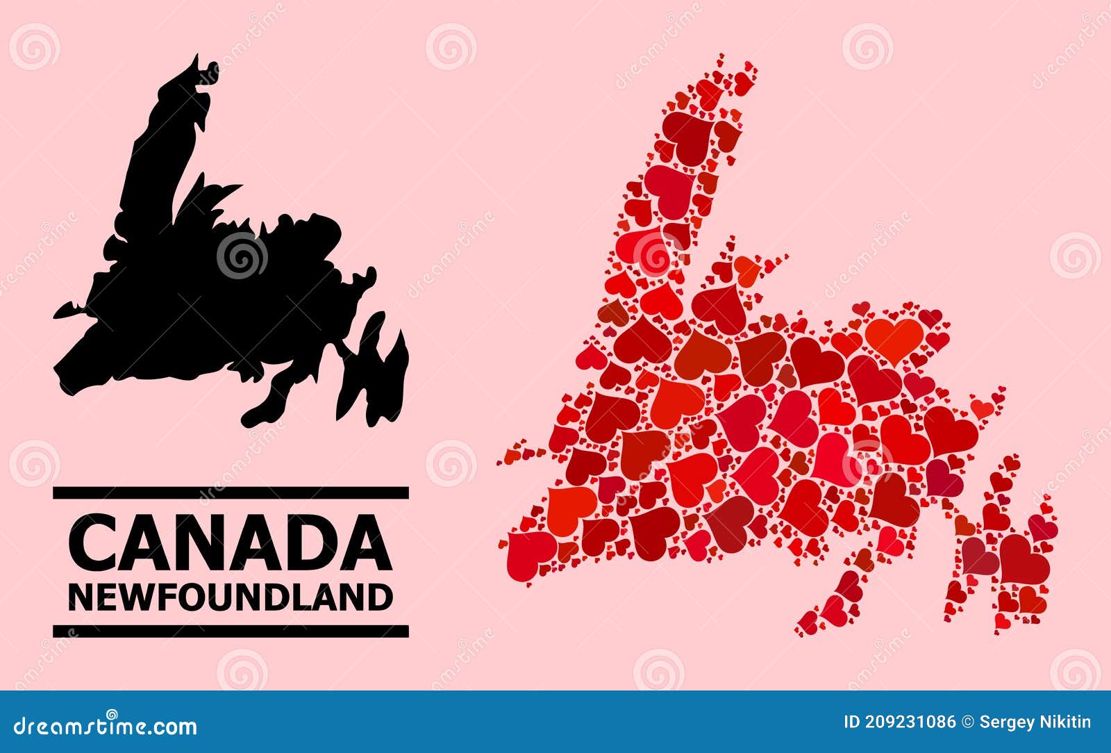 Newfoundland In Heart Black And White Vector Illustration