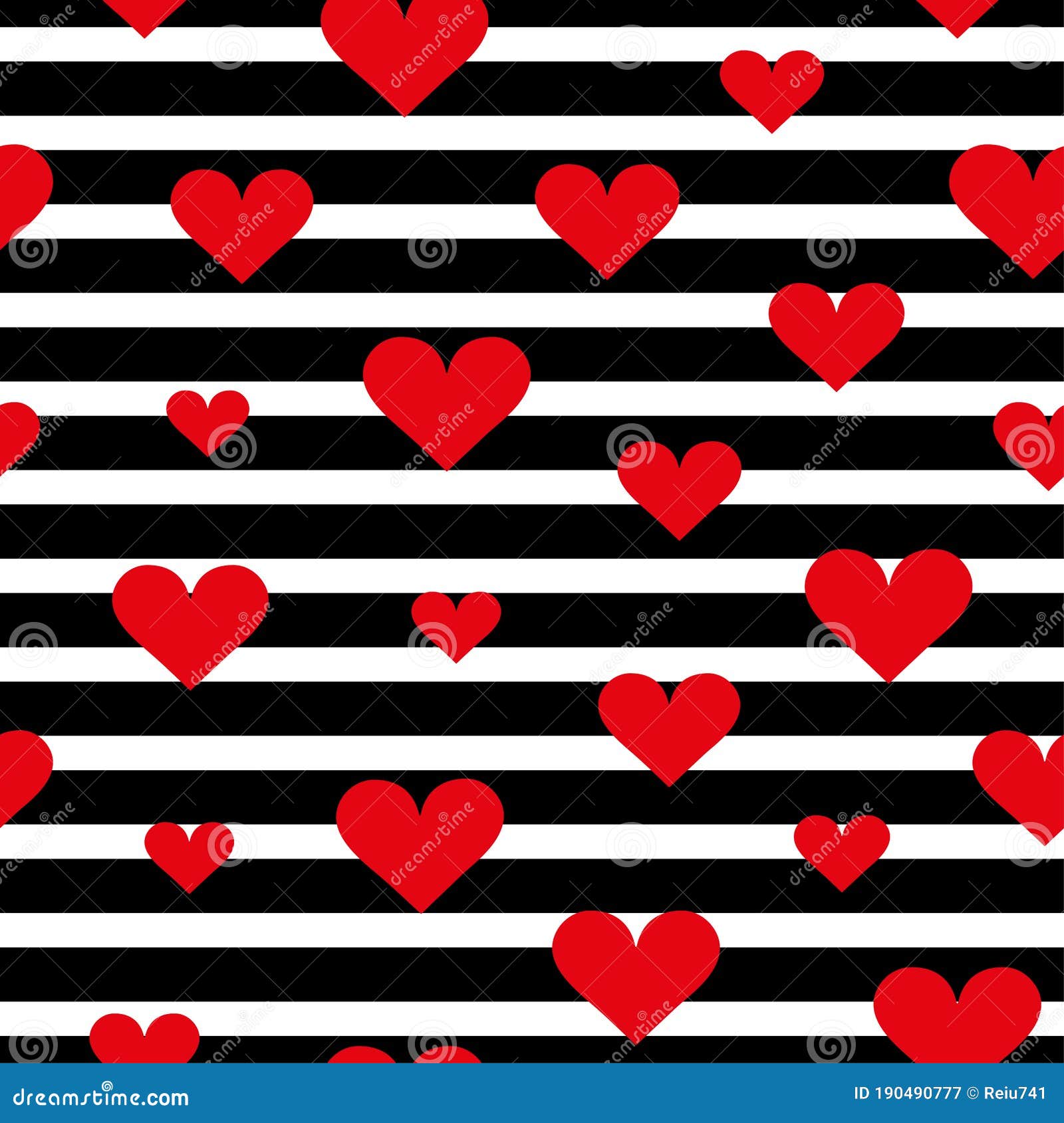 Red Heart Pattern on White and Black Stripy Background Stock Vector -  Illustration of paper, endless: 190490777