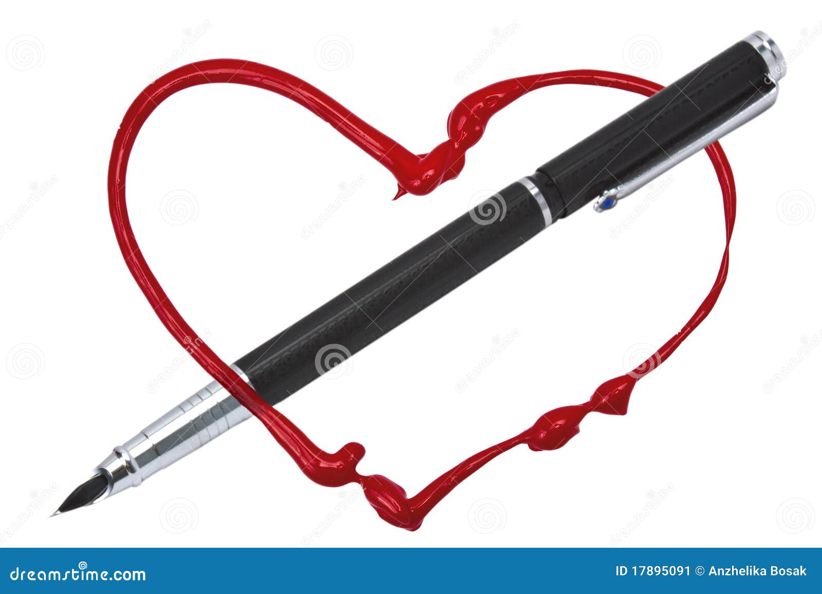 Red heart and a pen stock image. Image of heart, valentine 17895091
