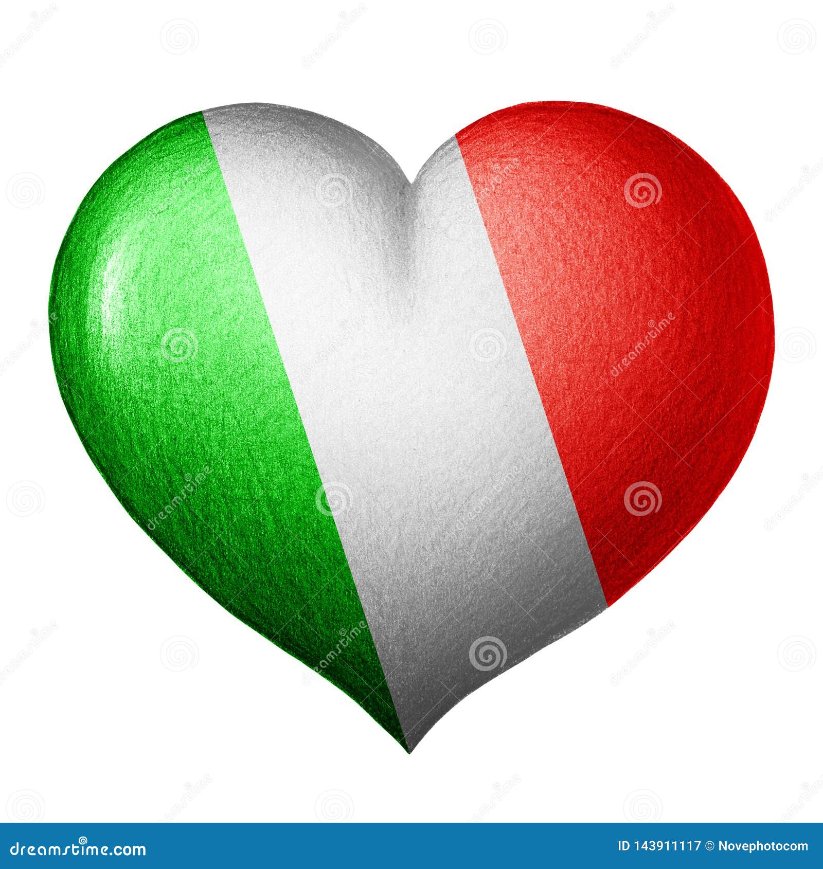 Italian Flag Heart Isolated On White Background. Stock Illustration ...