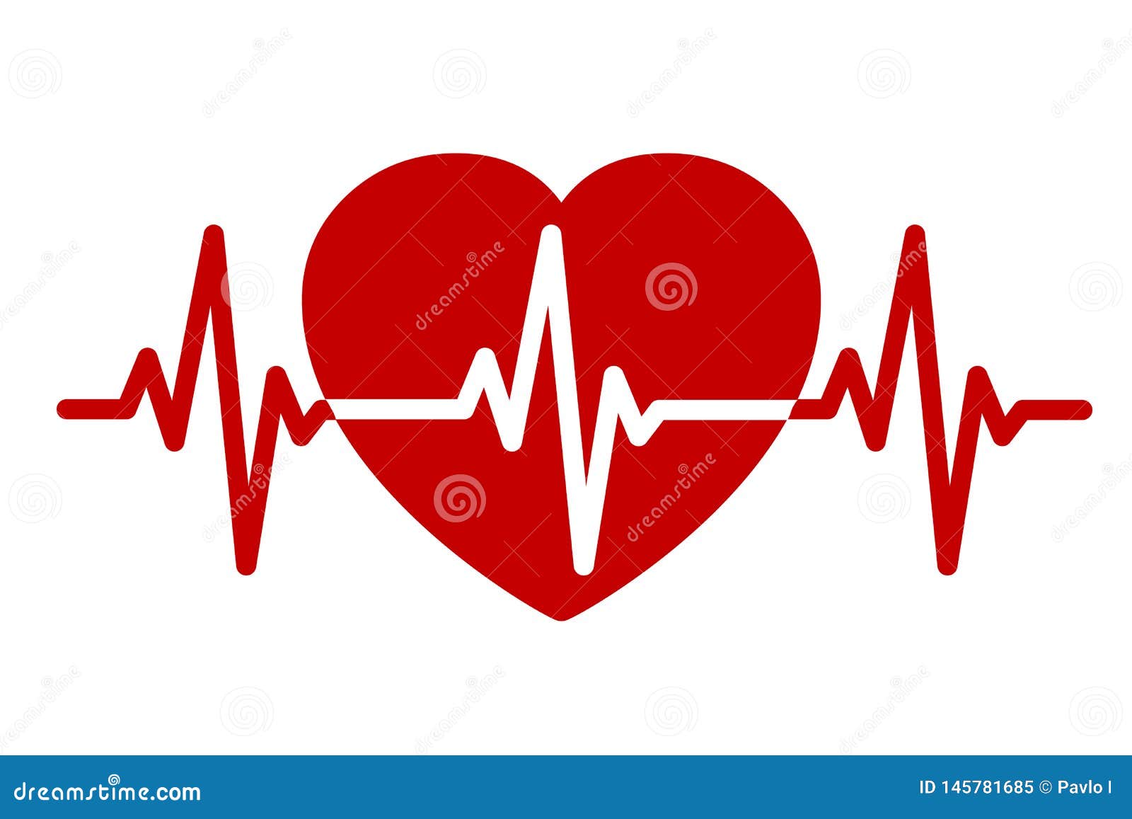 red heart, pulse one line, cardiogram sign, heartbeat - 