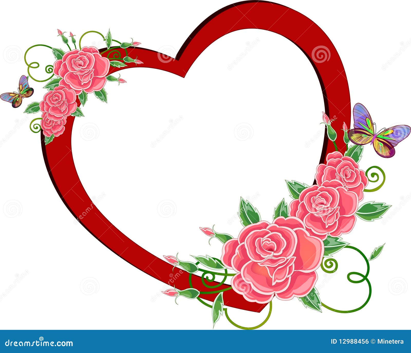 Heart, Roses And Wings. Vector Outline Coloring Pattern | CartoonDealer ...