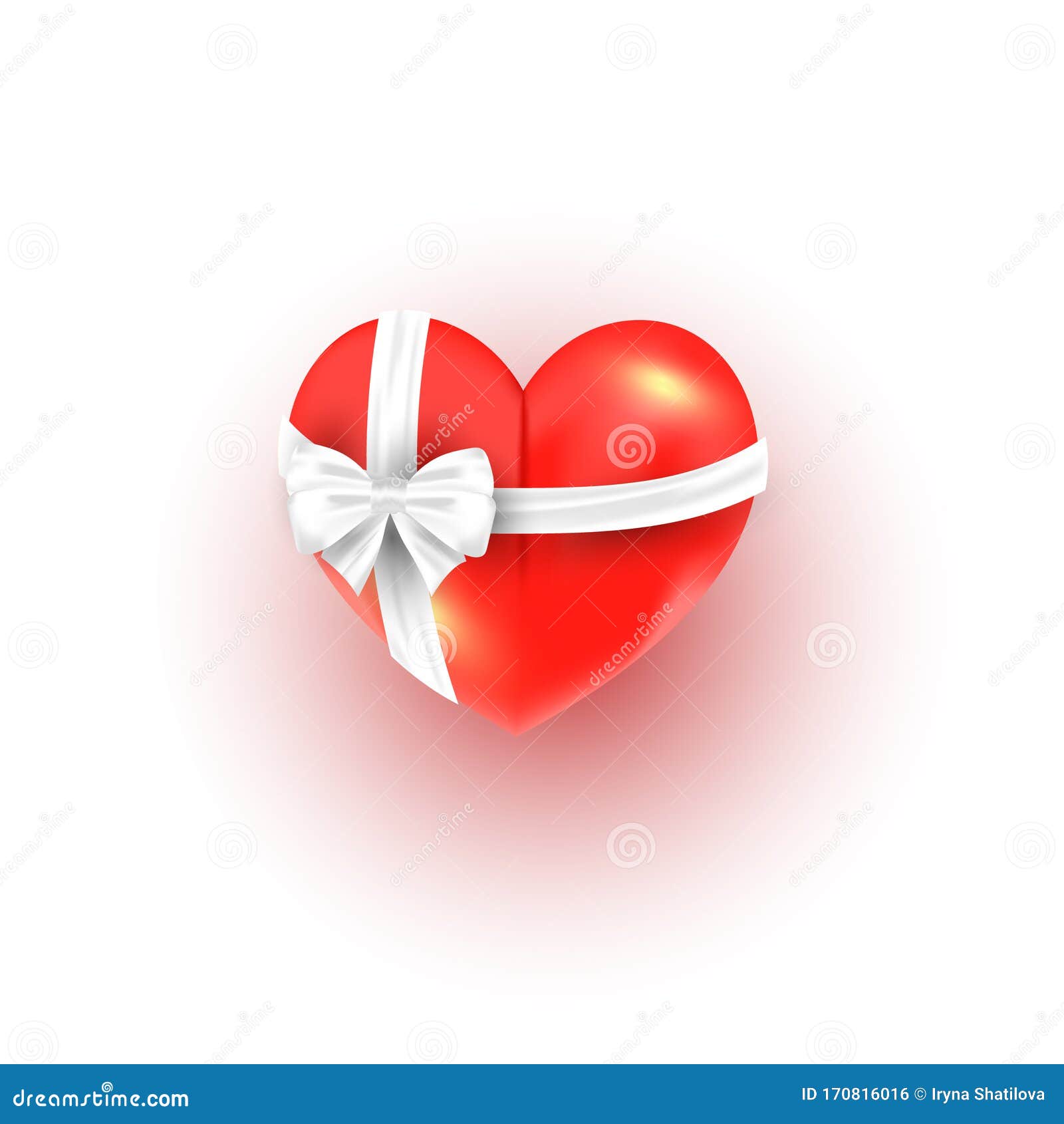 Red heart ribbon isolated on white background Vector Image