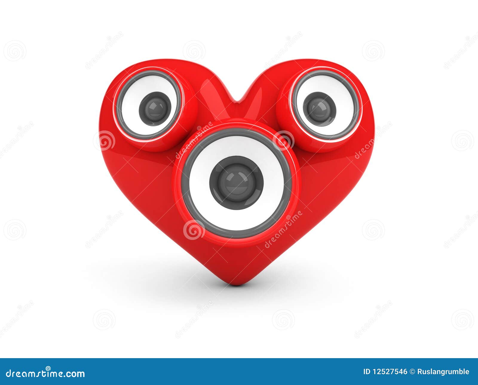 Red Heart with Speakers Over White Stock Illustration Illustration of