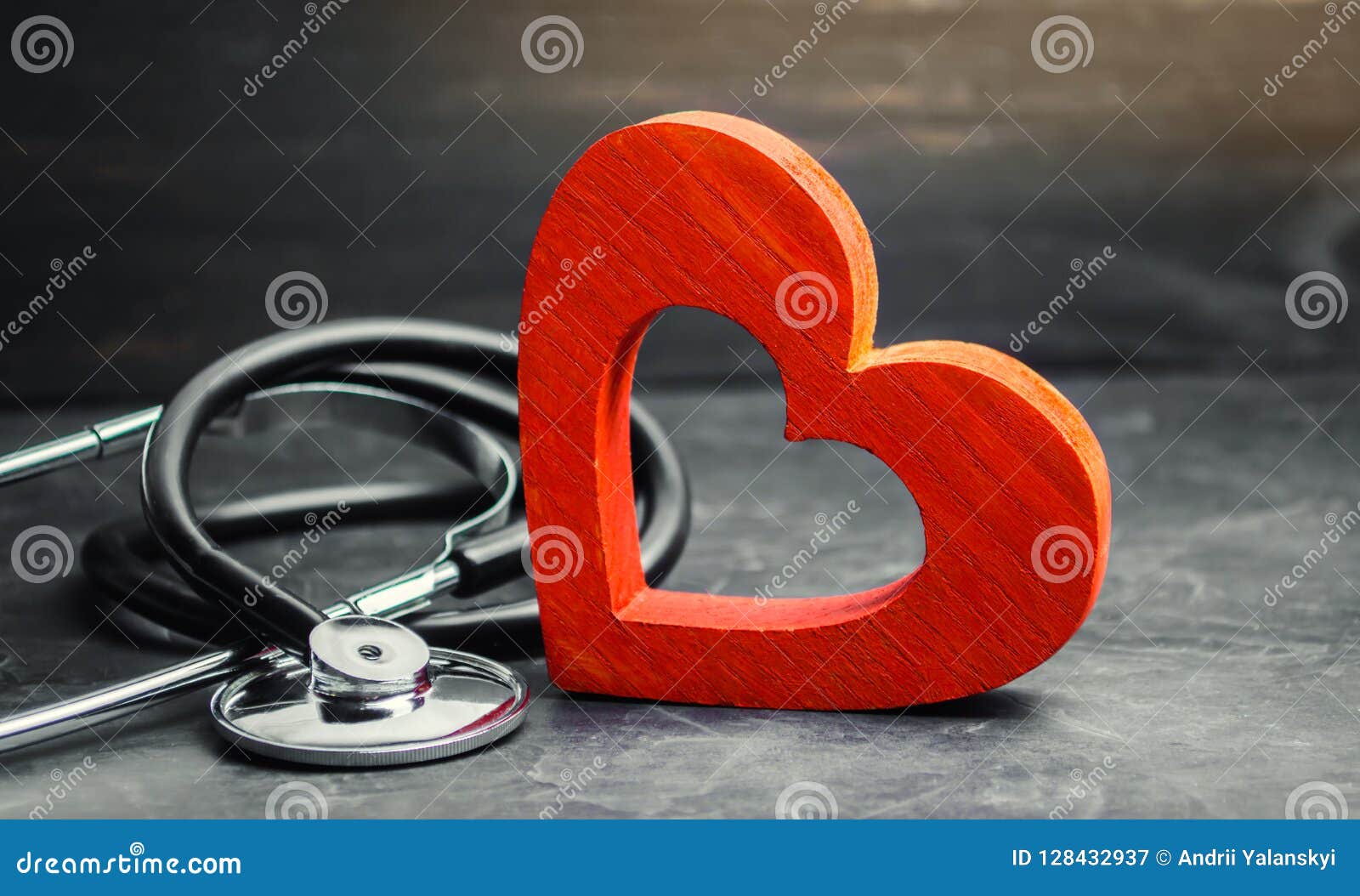 red heart and stethoscope. the concept of medicine and health insurance, family, life. ambulance. cardiology healthcare.