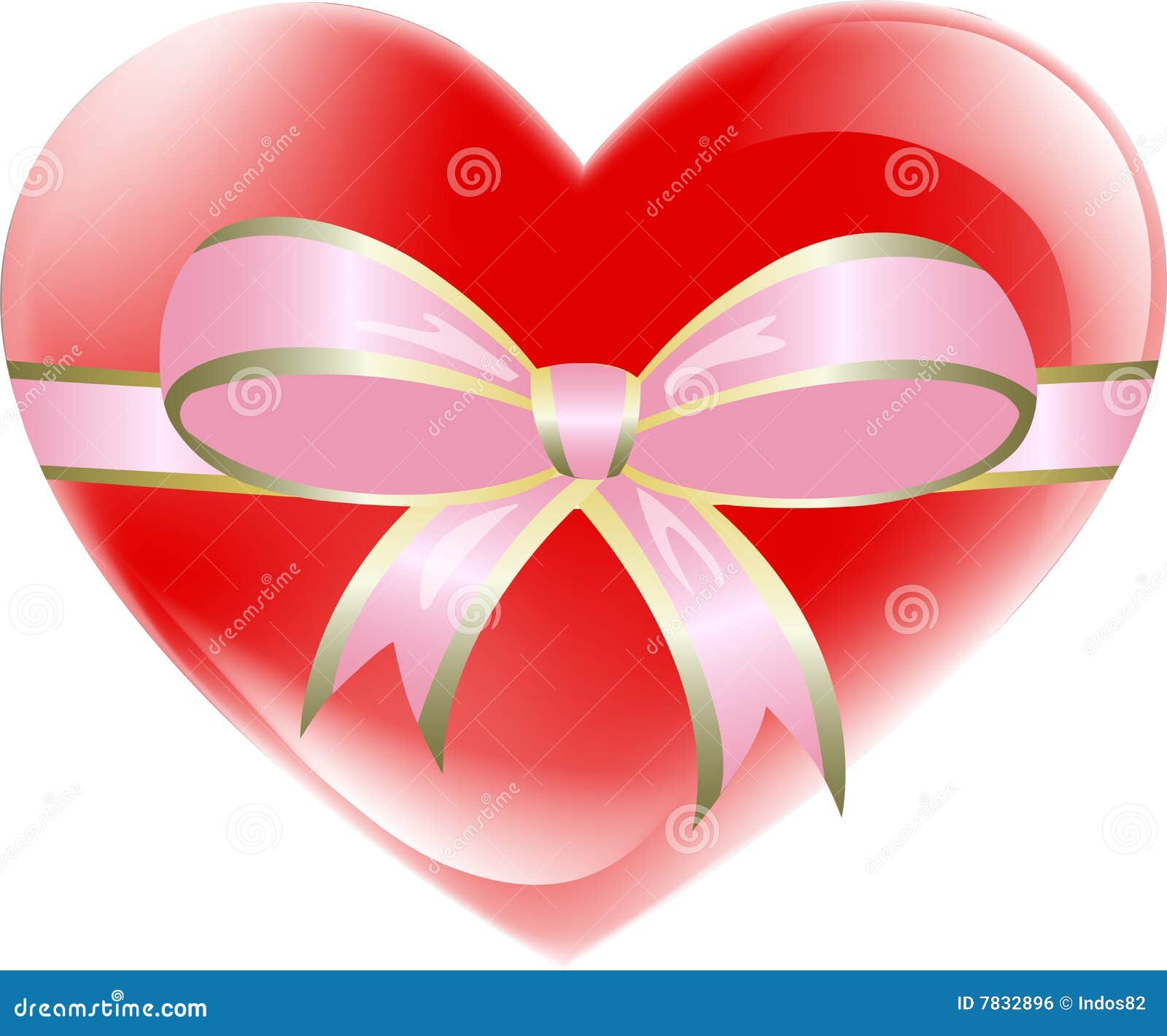 A Red Ribboned Heart For Valentines Day Stock Illustration - Download Image  Now - Heart Shape, Ribbon - Sewing Item, Tied Bow - iStock