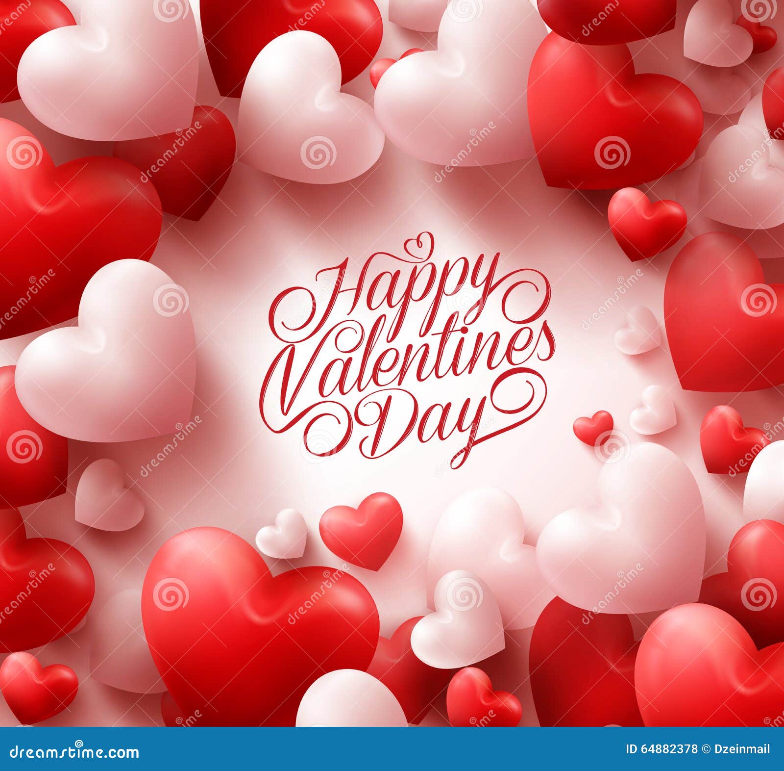 red hearts background with sweet happy valentines day greetings