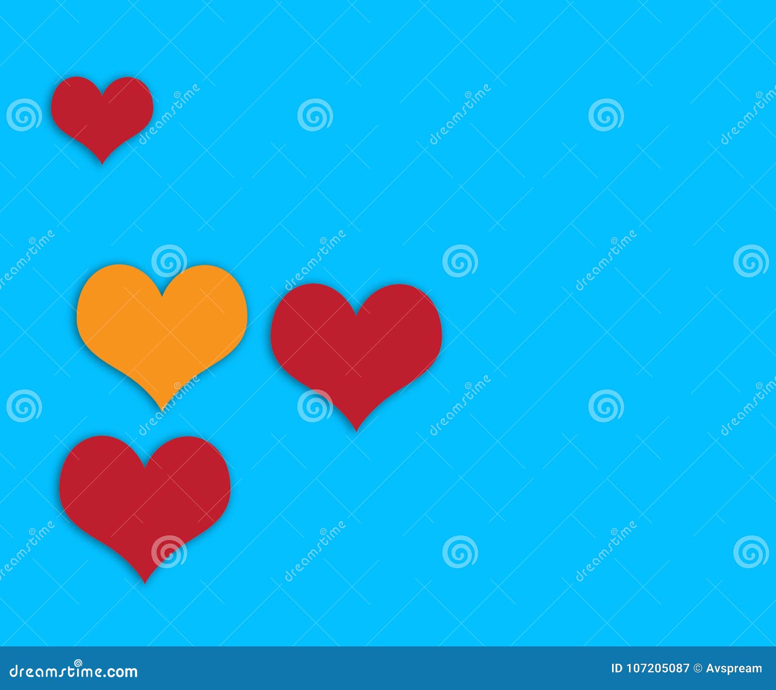 Red Hearts Confetti on White Background Stock Illustration