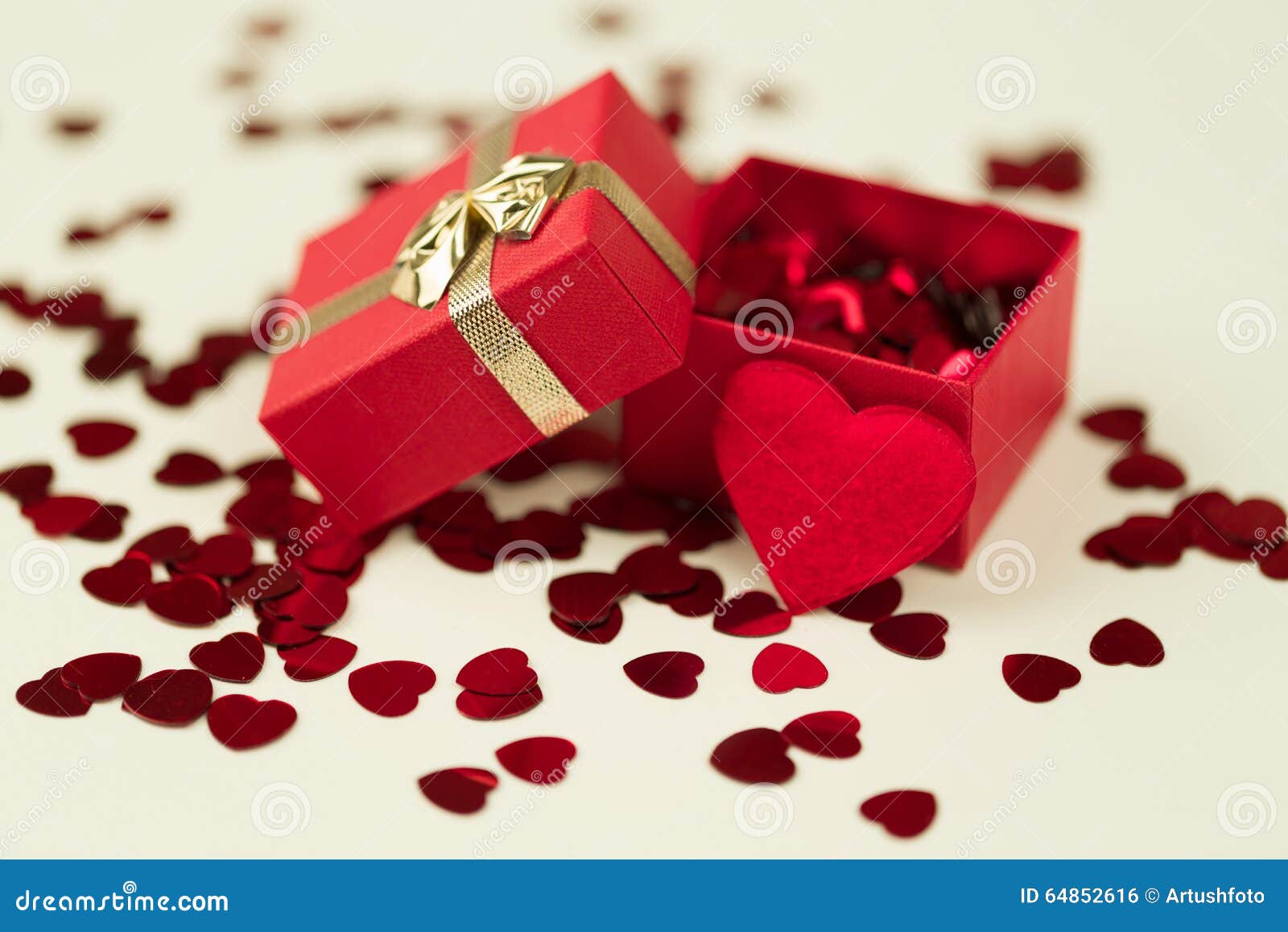 Red Hearts Confetti on Wooden Background Stock Photo Image of