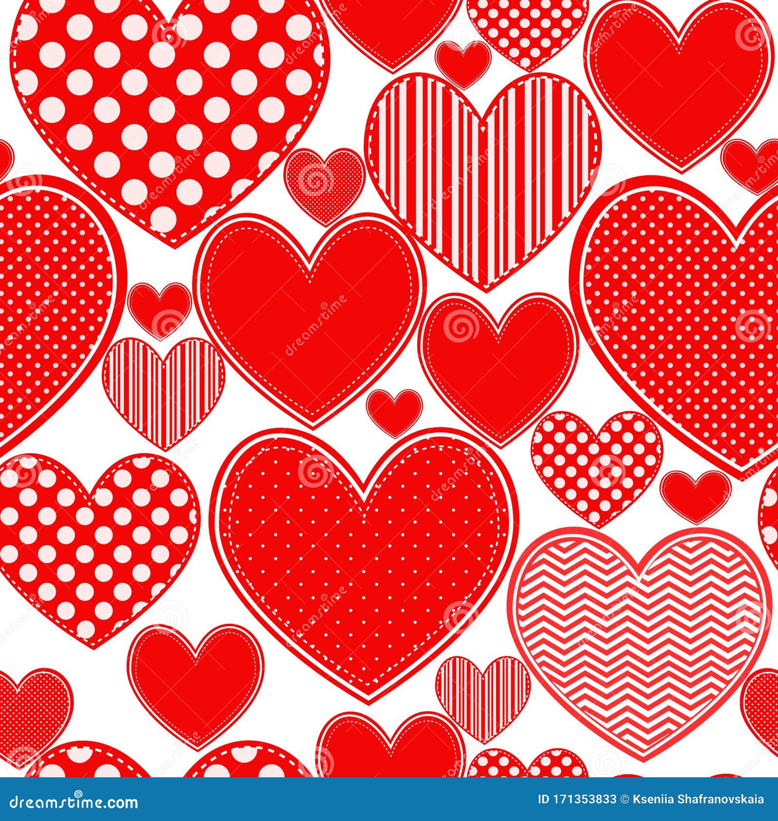 Download Red Hearts, Vintage, Love, Romantic Vector Seamless Pattern Stock Vector - Illustration of shape ...