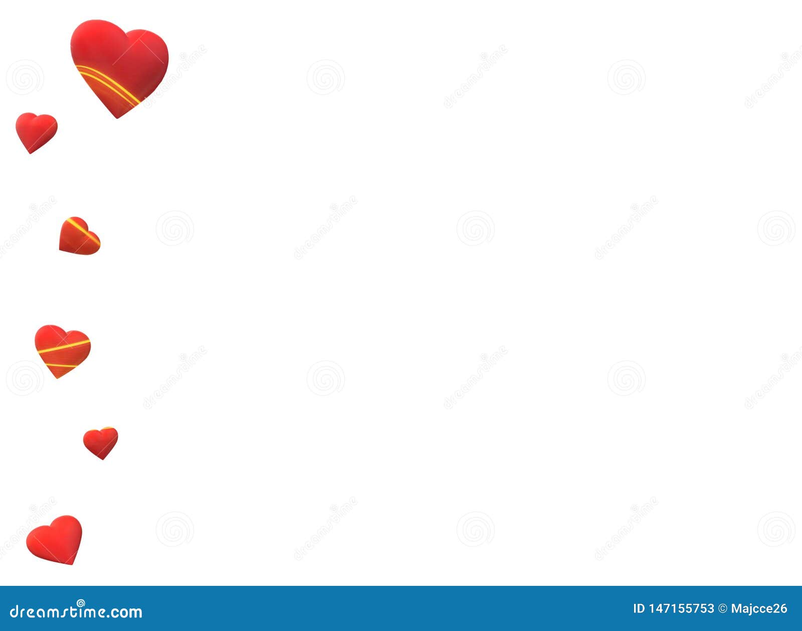 Red Hearts on White Background Romance Love Yellow Line Stock Illustration  - Illustration of decoration, hearts: 147155753