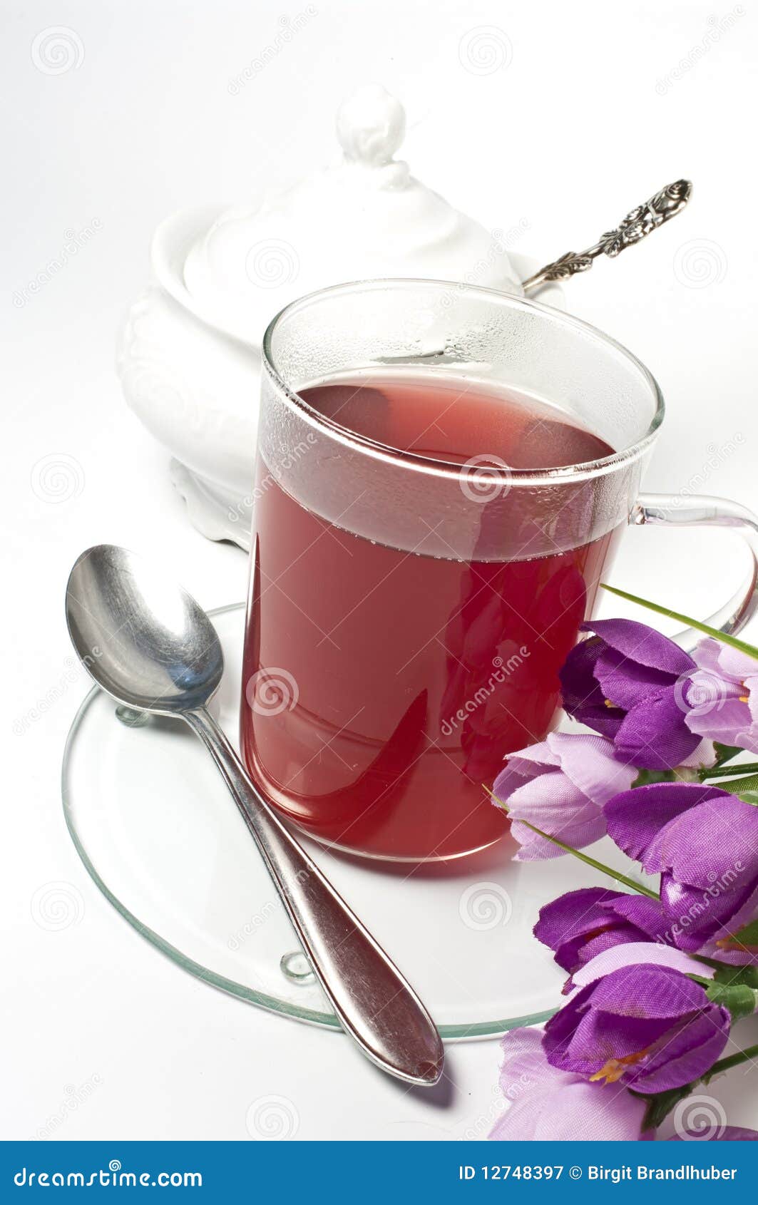 Red herbal tea stock image. Image of glass, sugar, supplement 12748397