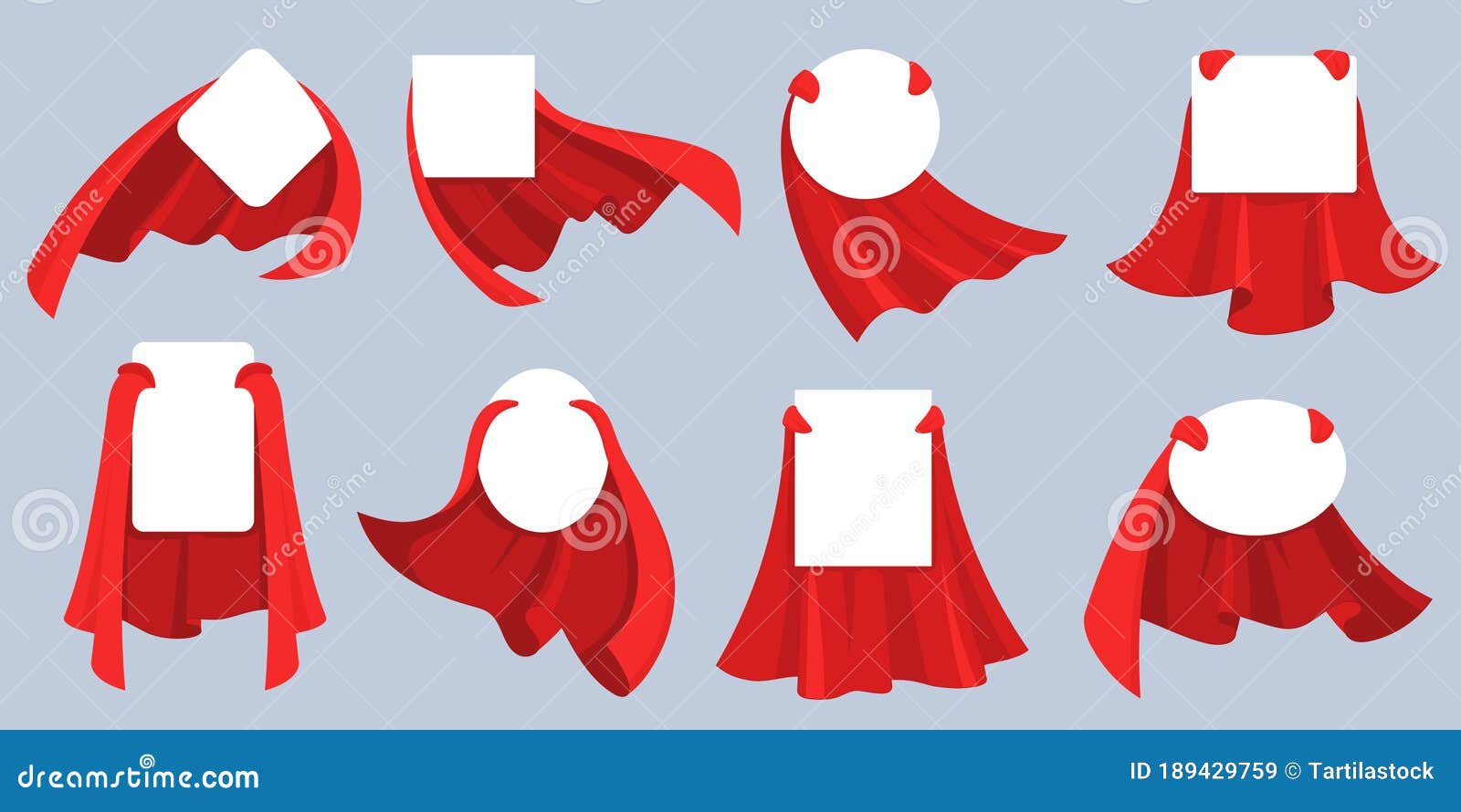 red hero cape label. white empty badges with super hero, power man cloak. cartoon  mockup for kids product