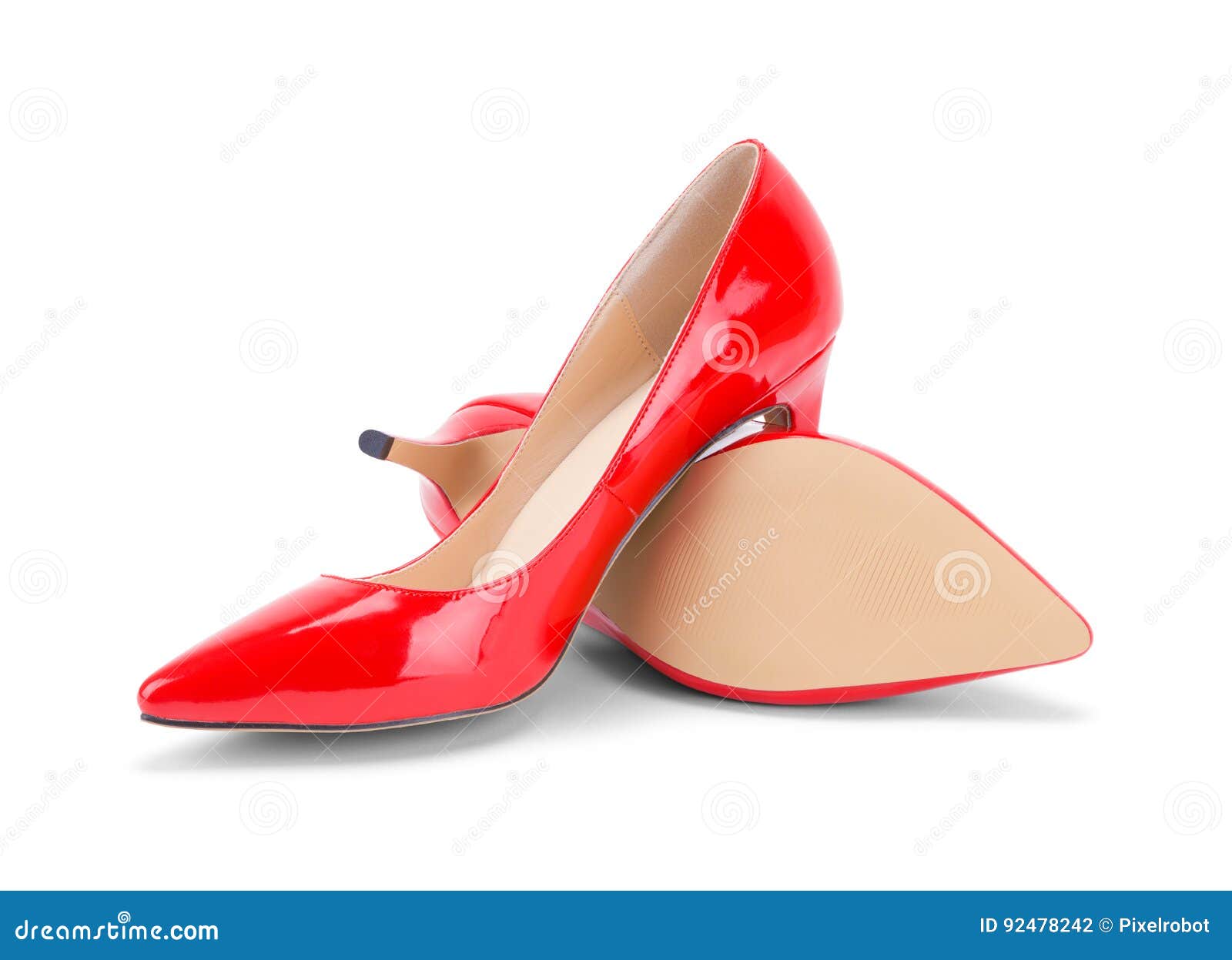 red high heels off