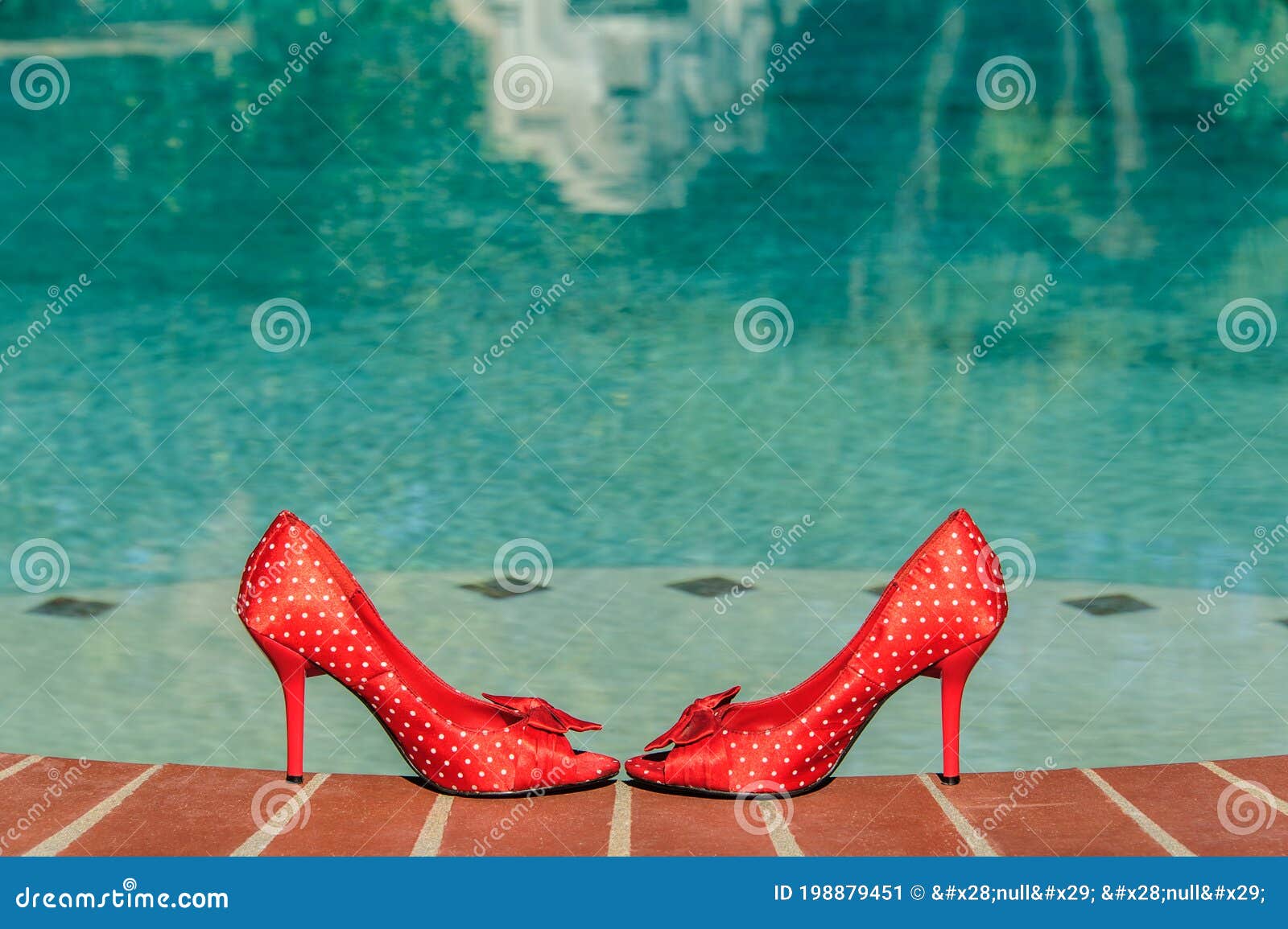 Red High Heels - Toe-to-Toe Poolside Horiz Stock Image - Image of ...