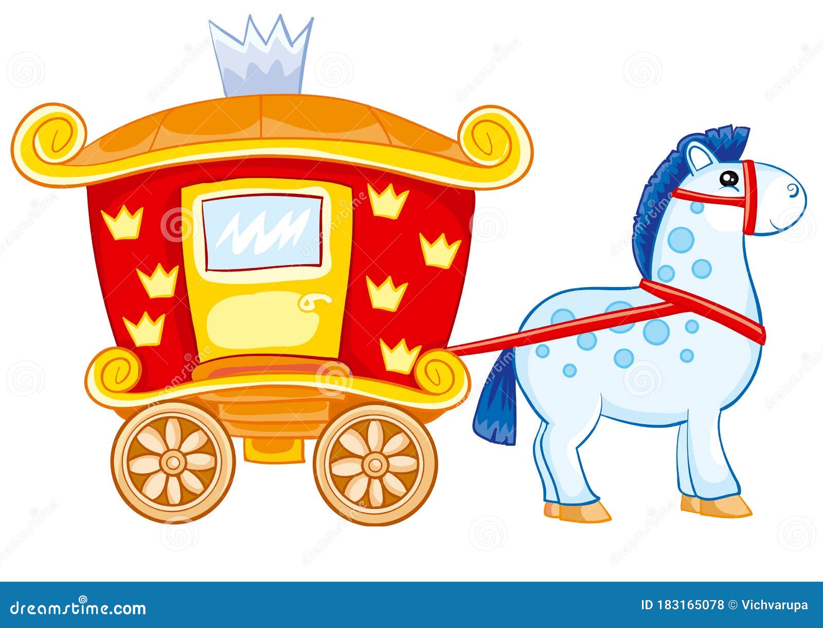 Red Horse Drawn Carriage for Princess, Toy, Isolated Object on White ...