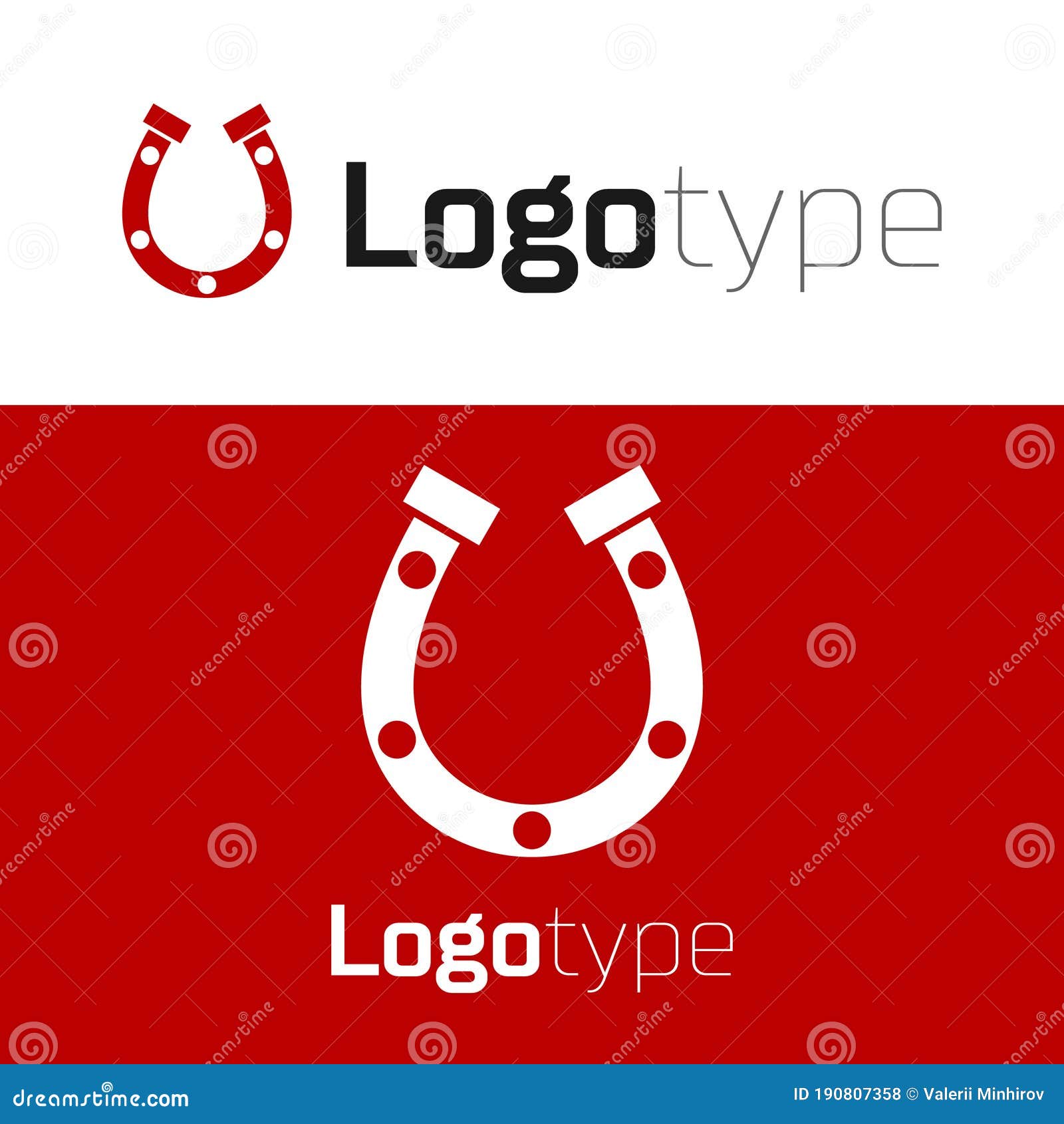 Red Horseshoe Icon Isolated on White Background. Logo Design Template