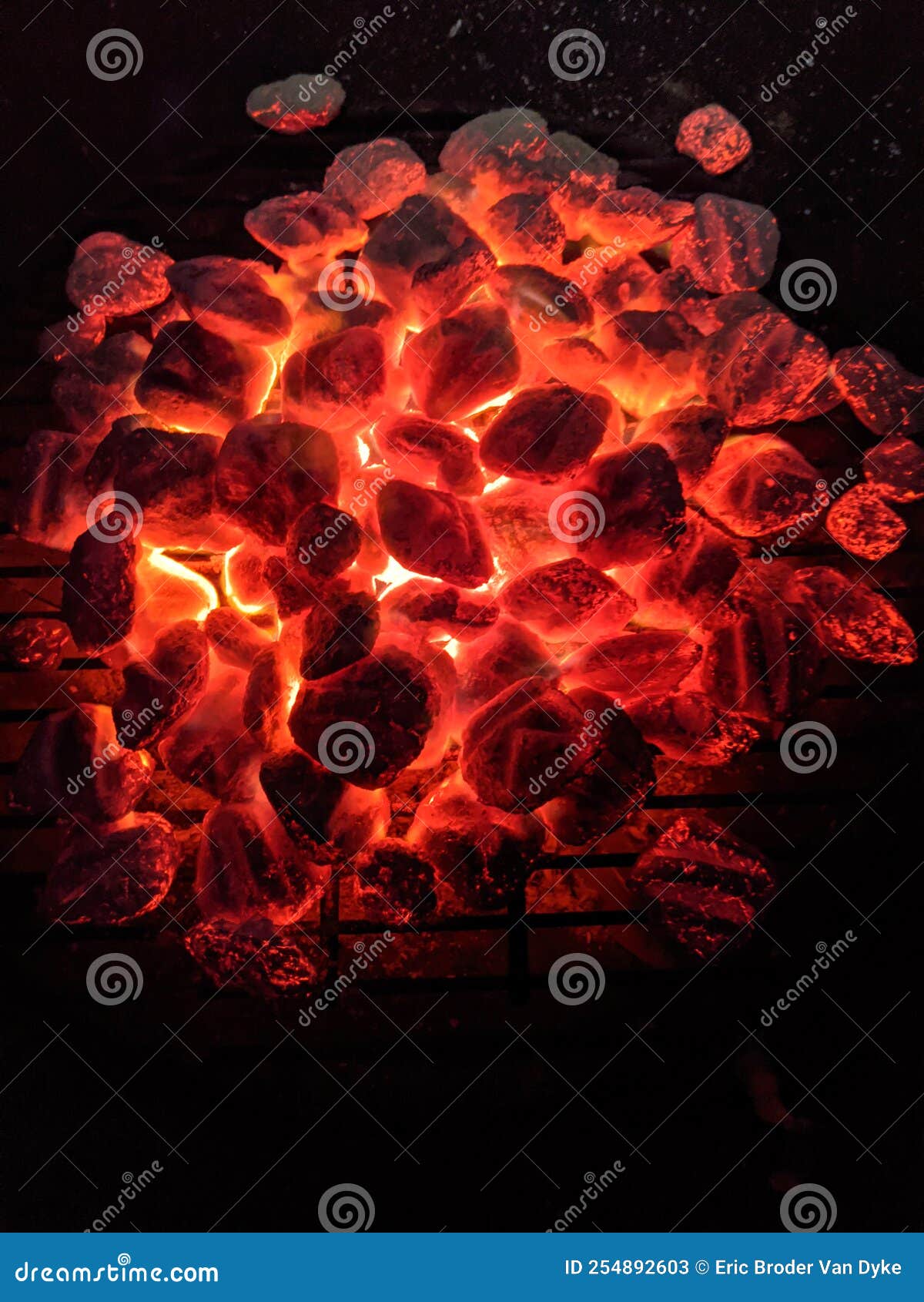 Red Hot Charcoal Coals Burning Inside Grill Stock Image Image of