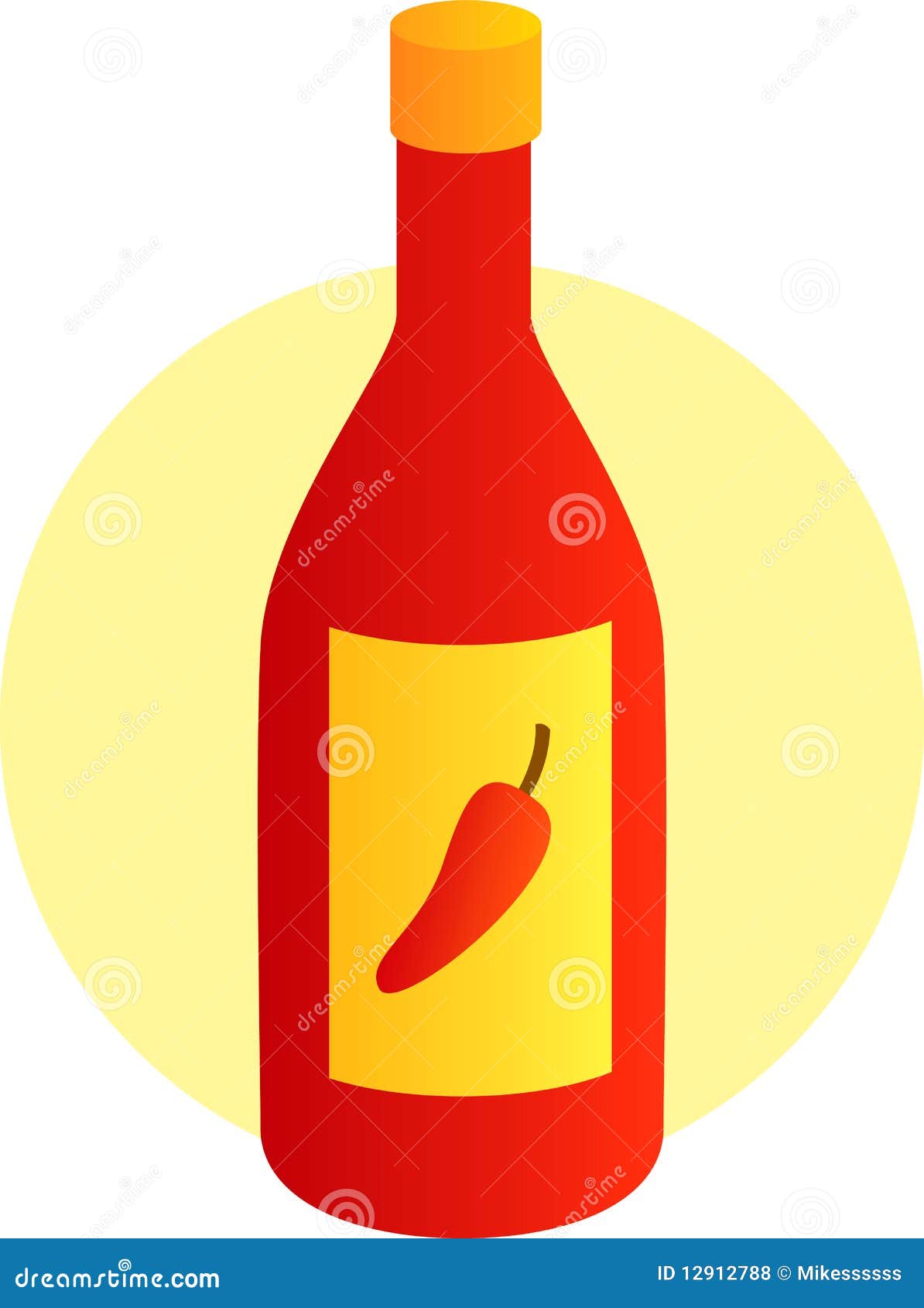 Red hot chili sauce bottle stock illustration. Illustration of sauce