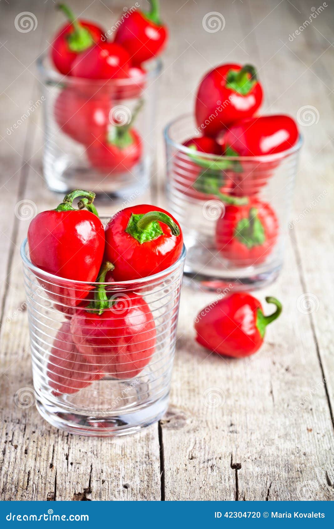 Red Hot Chilli Peppers in Glasses Stock Photo Image of table
