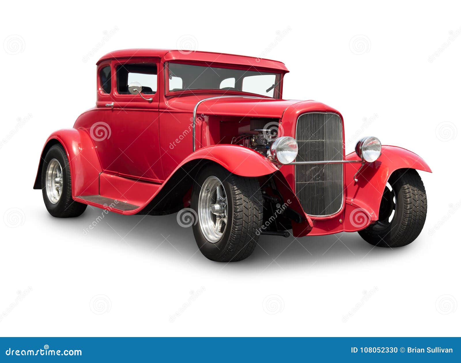 red hot rod car with clipping path