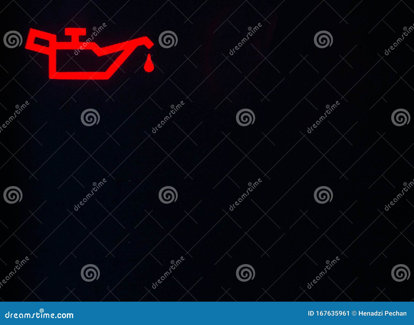 Red Icon on the Dashboard in the Car Engine Oil Pressure. Engine Oil
