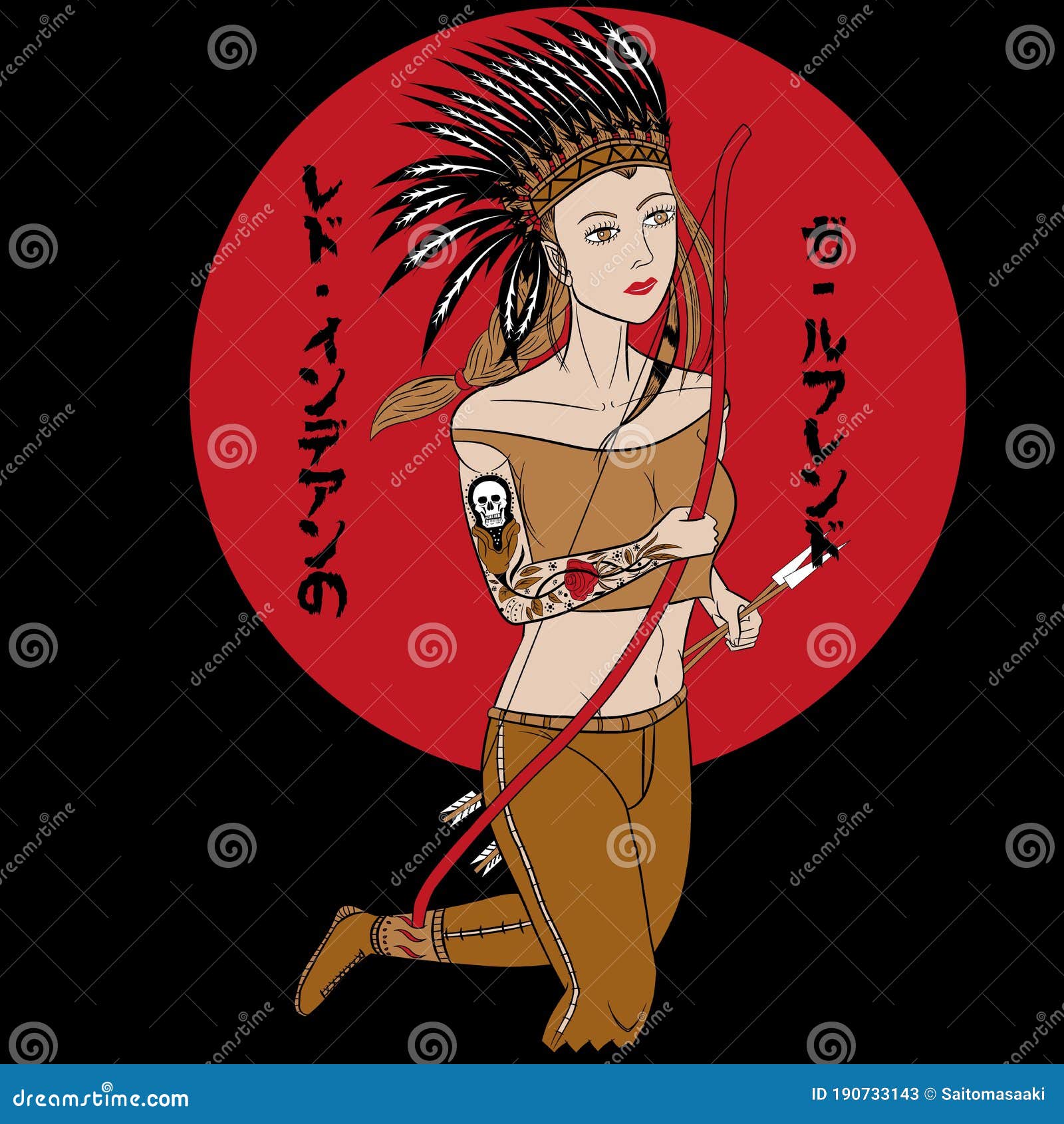red indian girl t-shirt graphic