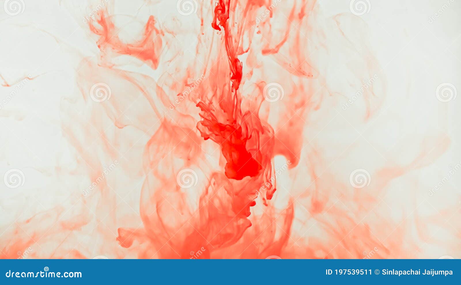 Red Ink Drop in Water on White Background. Watercolor Paint Splash ...