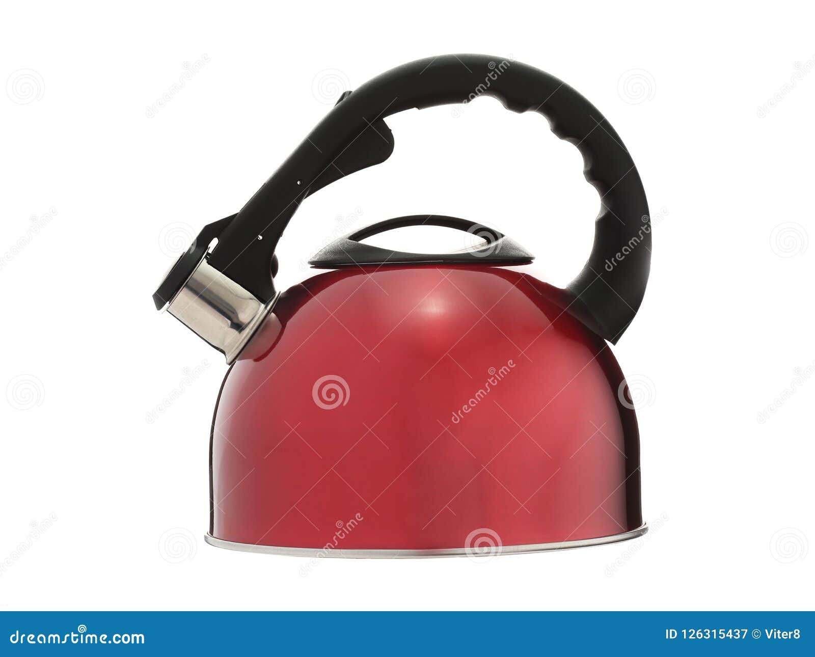 Red Iron Kettle Isolated on White Stock Image Image of breakfast, kettle 126315437