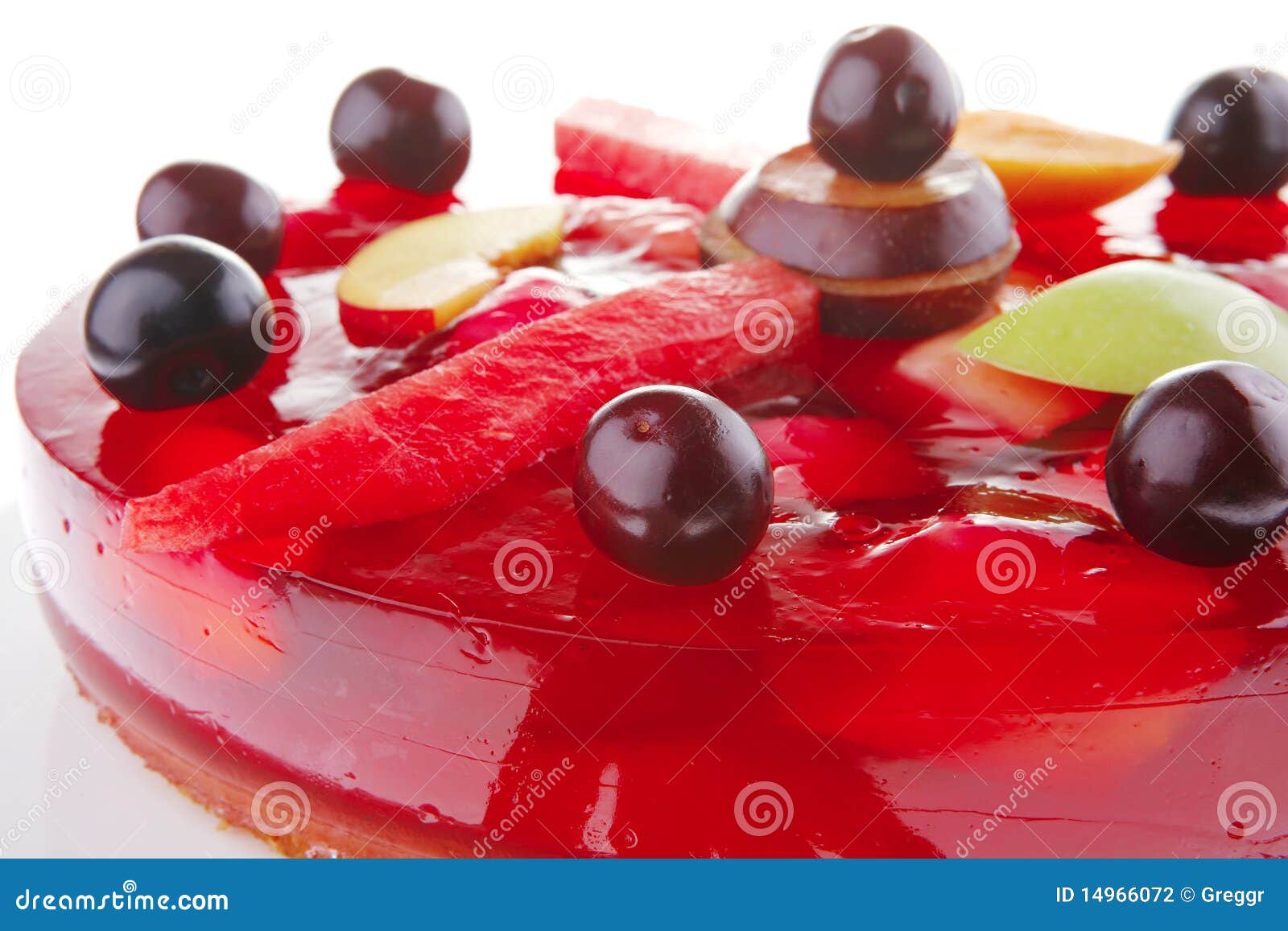Red jelly cake and cherry stock photo. Image of plate 14966072