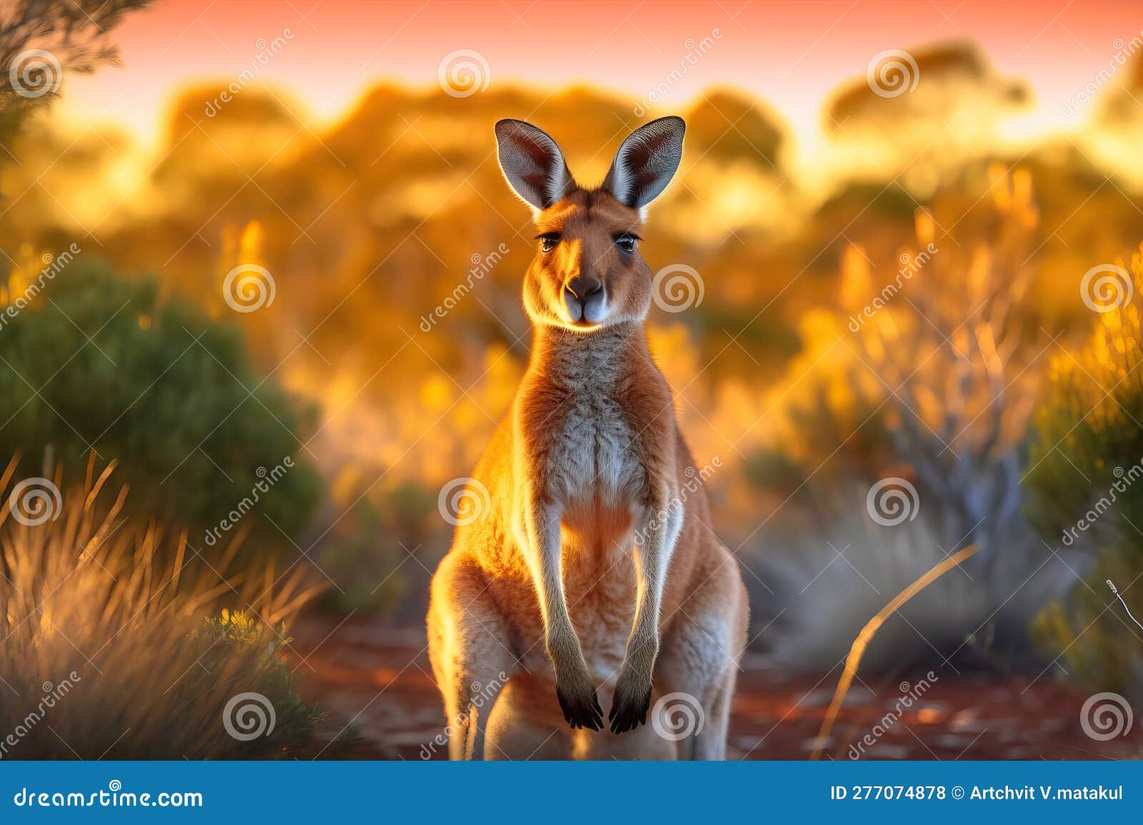 red kangaroo jumping in the wild