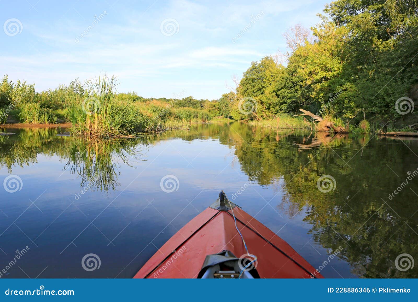 Red Kayak in Blue River Water Stock Photo Image of beautiful, coast