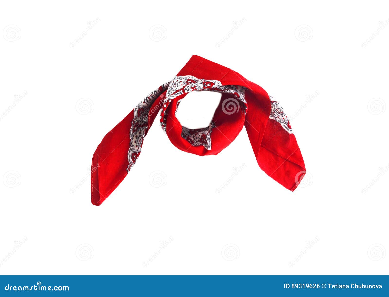 Red Kerchief Bandana with a Pattern, Isolated Stock Photo Image of